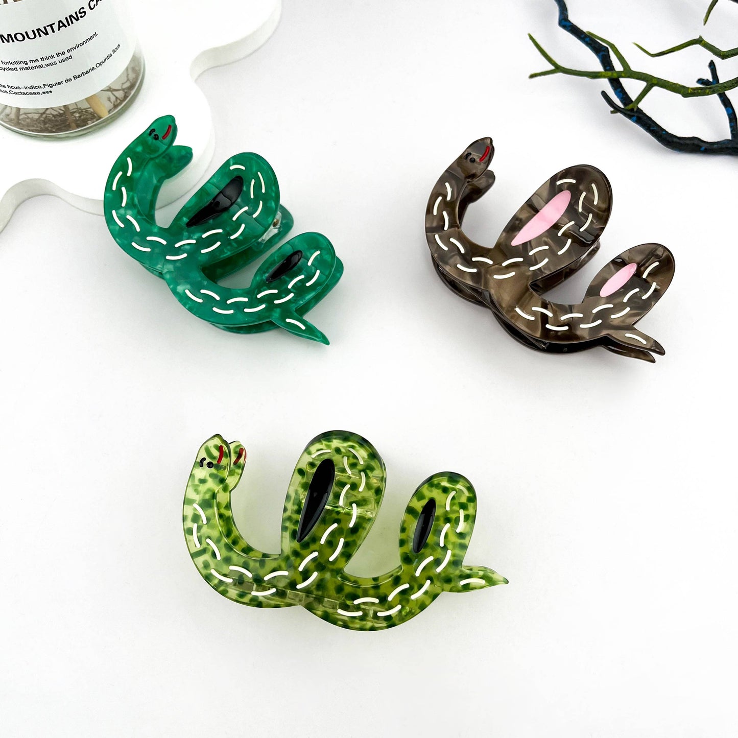 Water Ripple Dot Snake Animal Acetate Hair Claw Clip