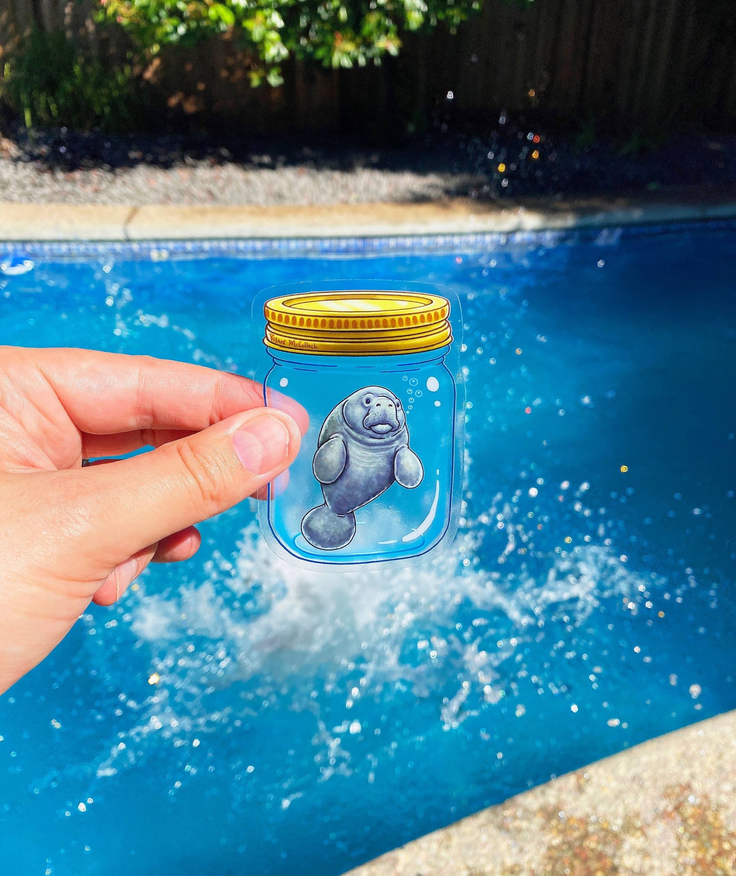 Manatee In A Jar Clear Sticker