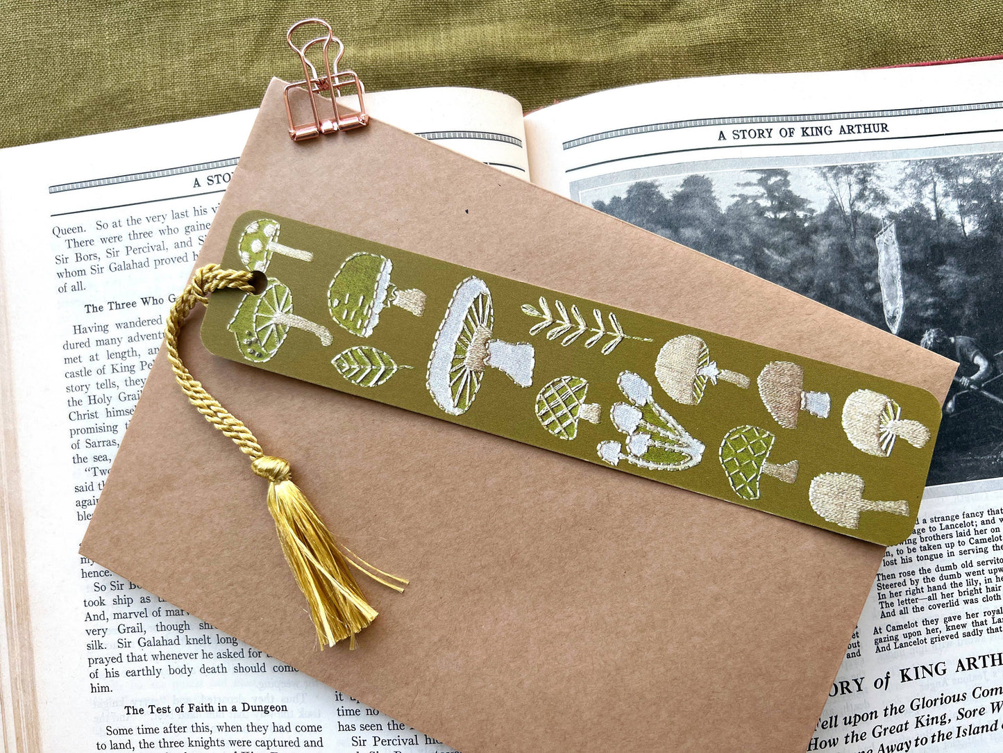 Mushrooms Embroidery Tassel Bookmark