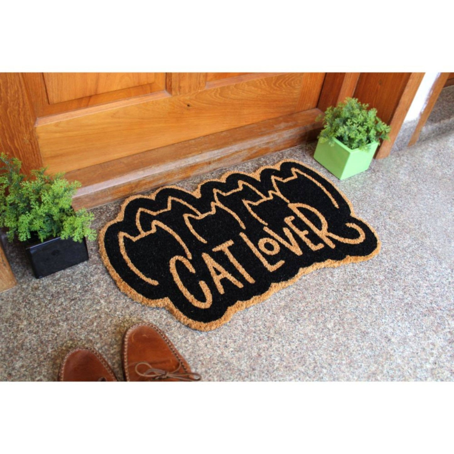 Black Cat Lover Coir Doormat, 16" x 24"