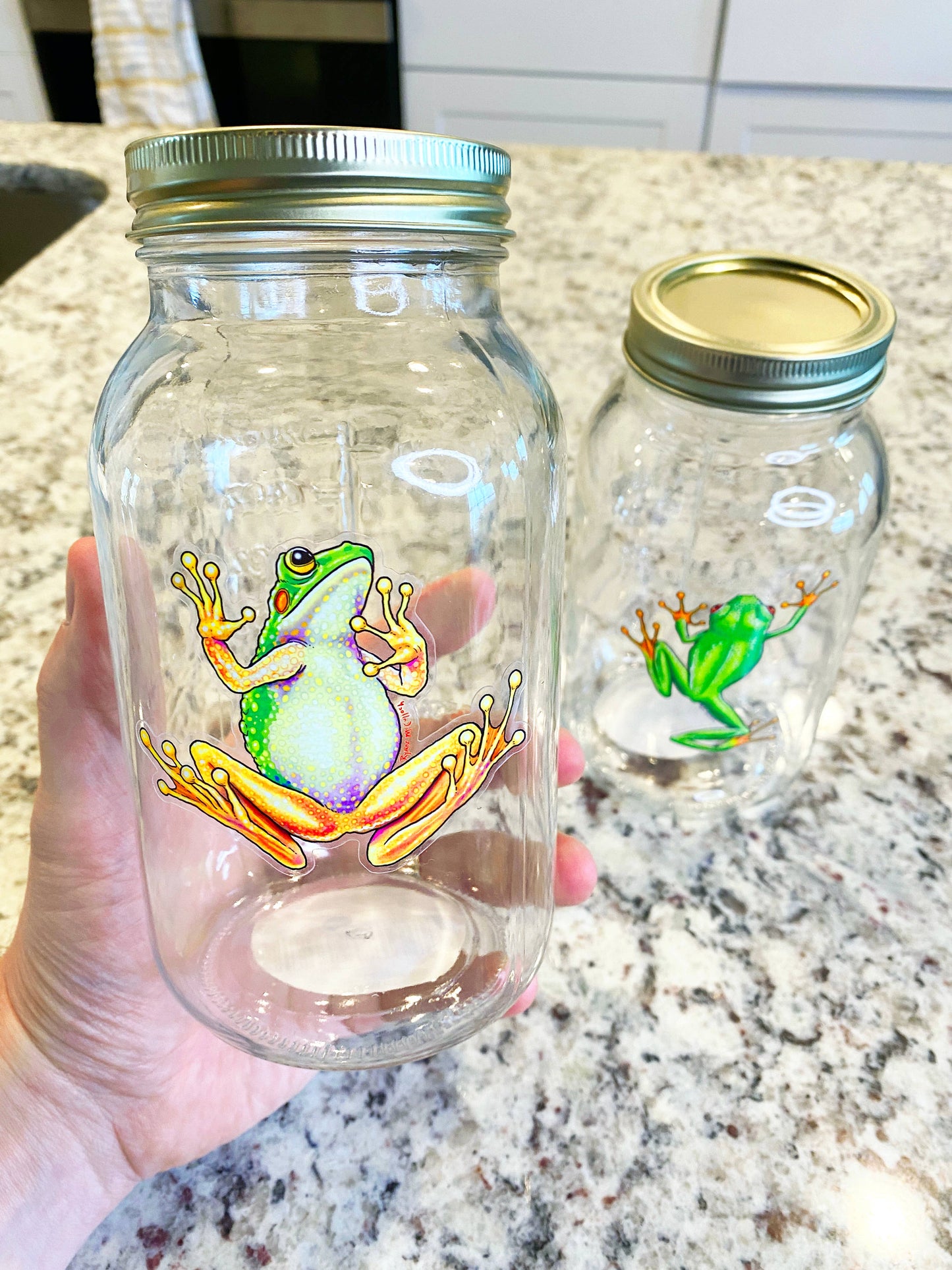"Tree Frog (Back)" Cute Red Eyed Tree Frog Clear Sticker