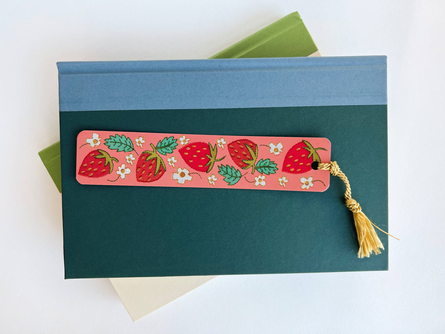 Strawberries Embroidery Tassel Bookmark