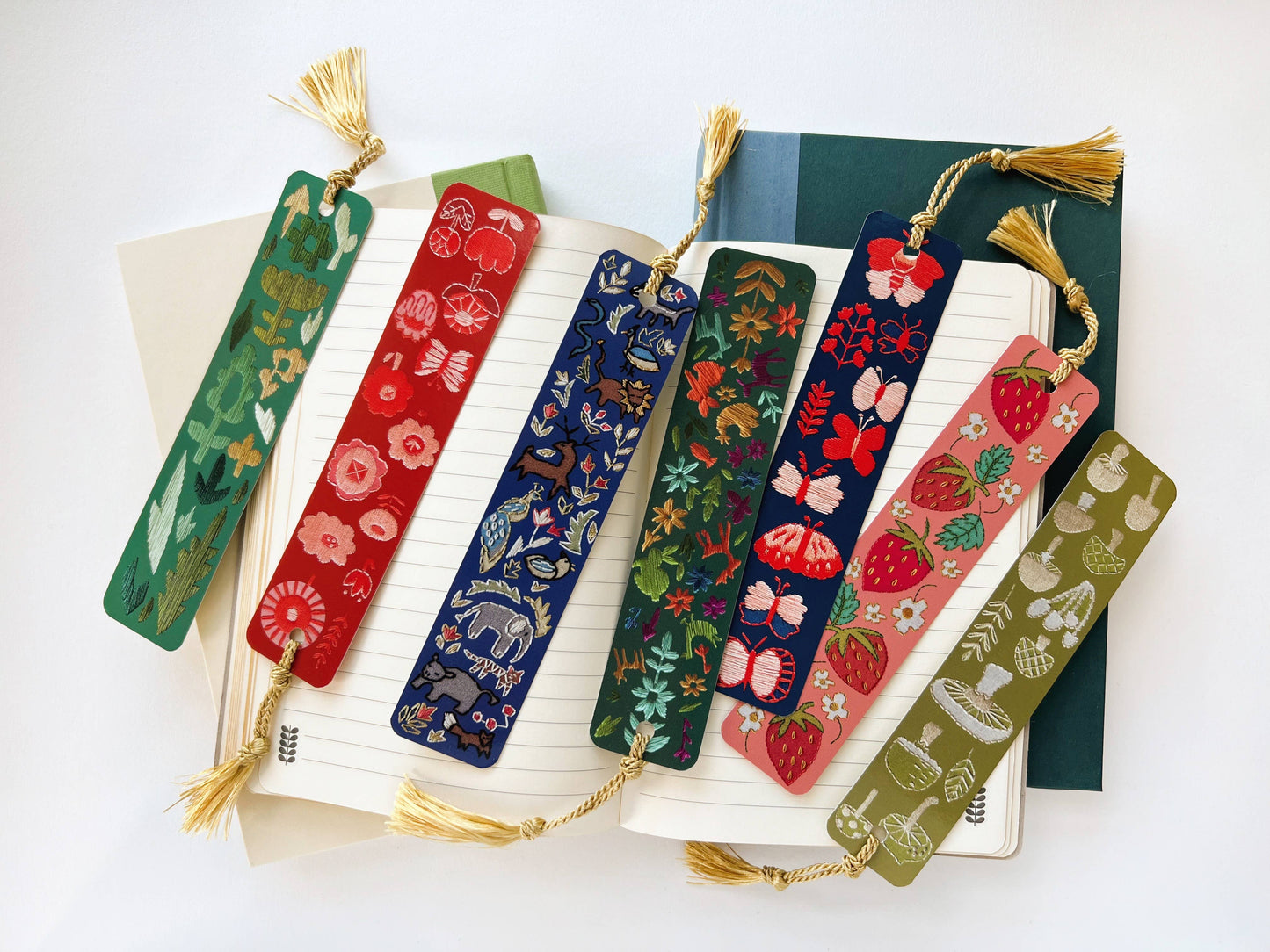 Strawberries Embroidery Tassel Bookmark