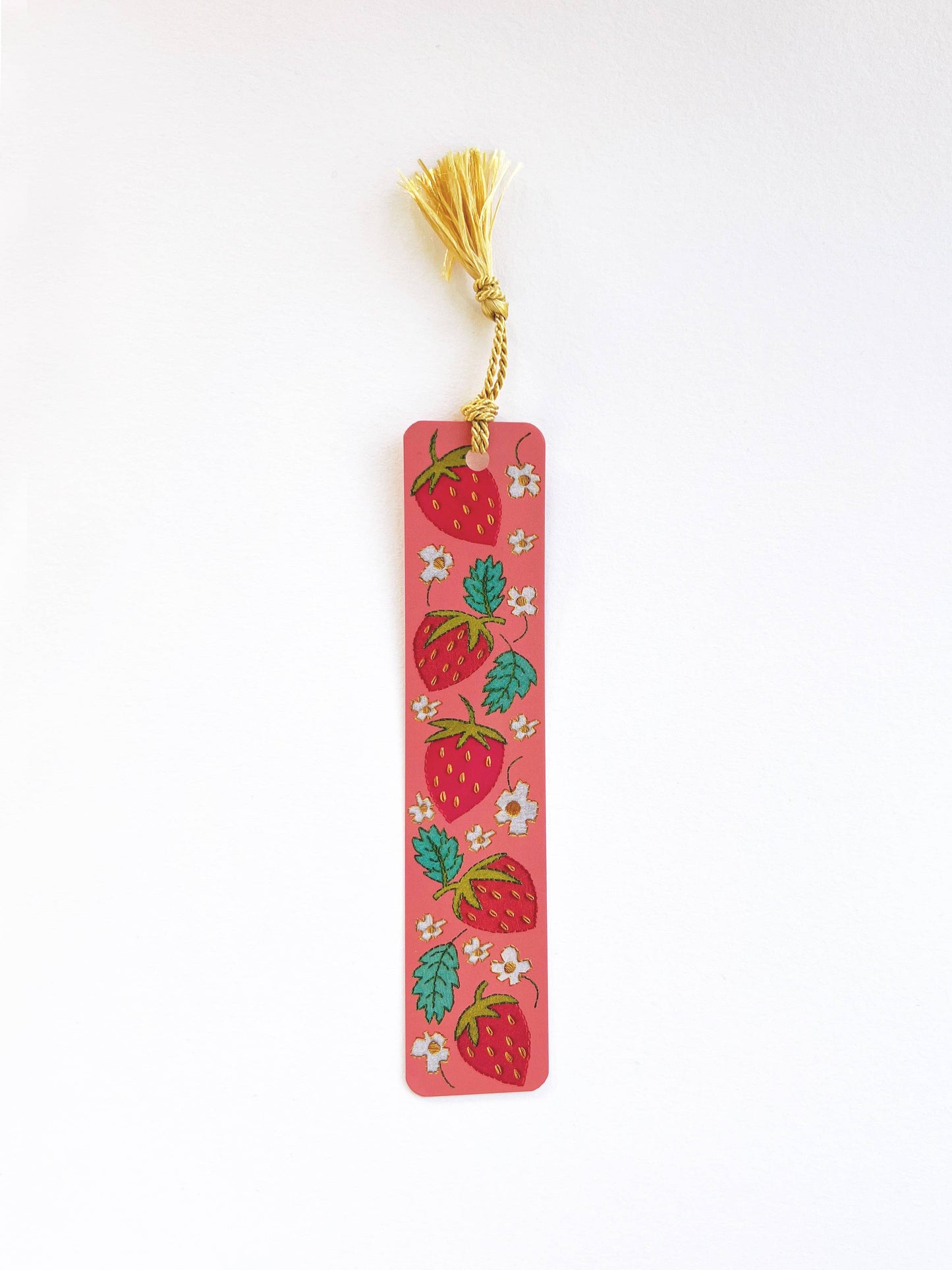 Strawberries Embroidery Tassel Bookmark