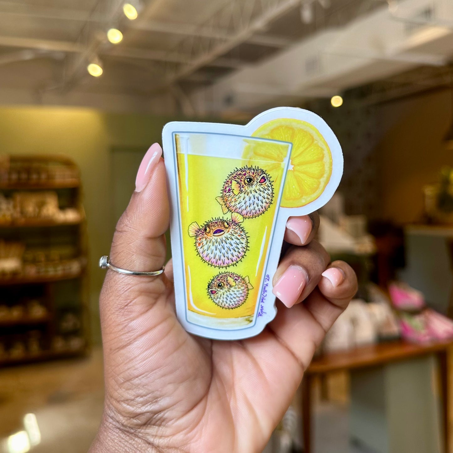 Spiked Lemonade (Pufferfish in Lemonade) Clear Sticker