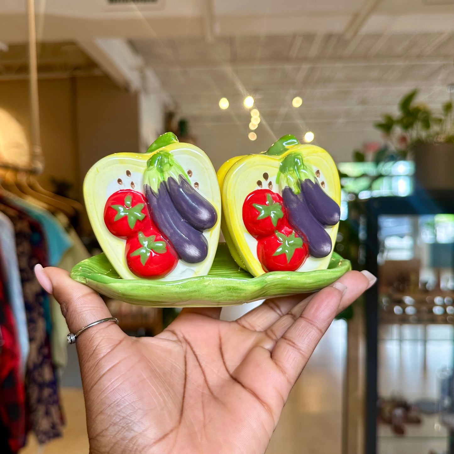 Yellow Peppers Ceramic Salt and Pepper Shakers Farm Set