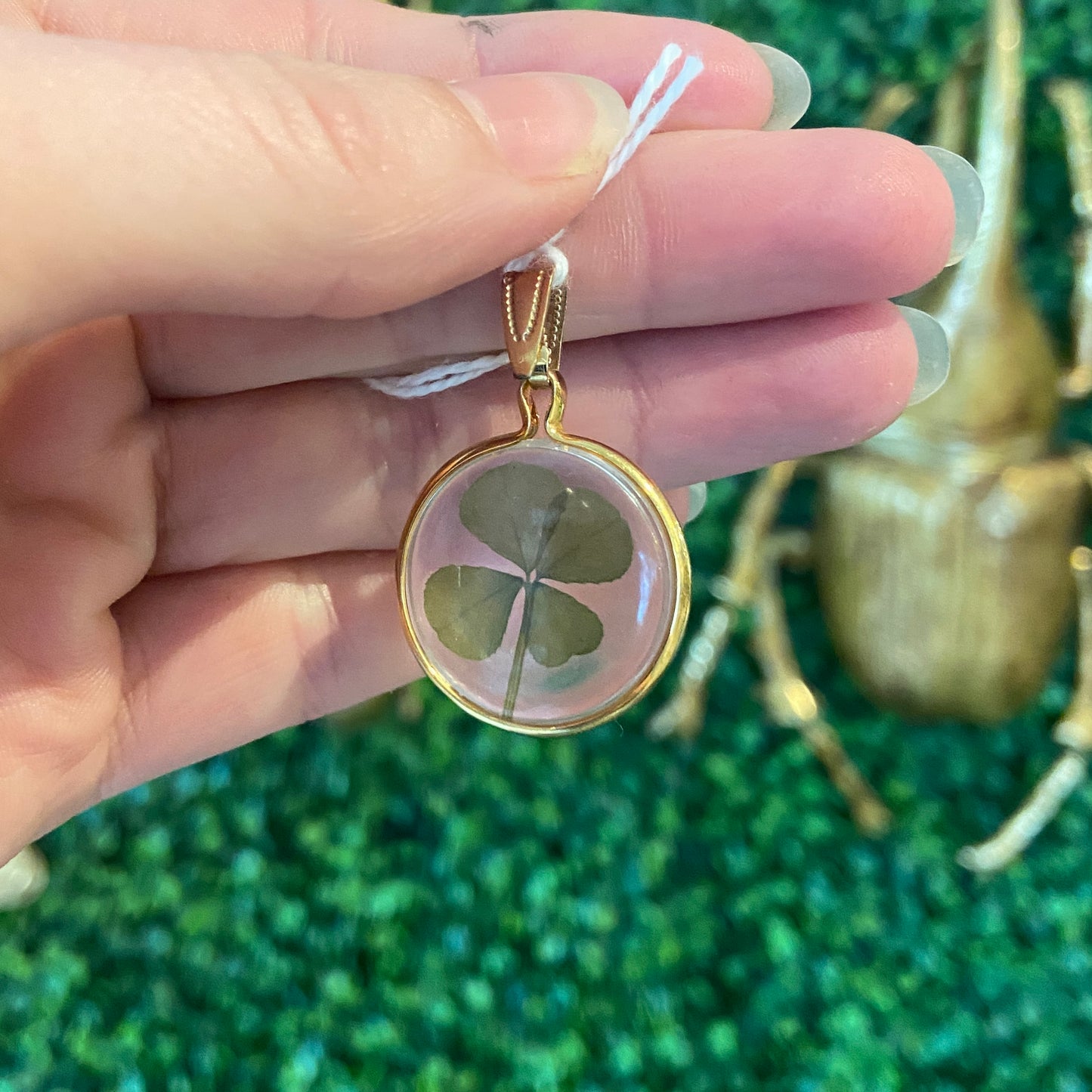 Pressed Four Leaf Clover Pendant