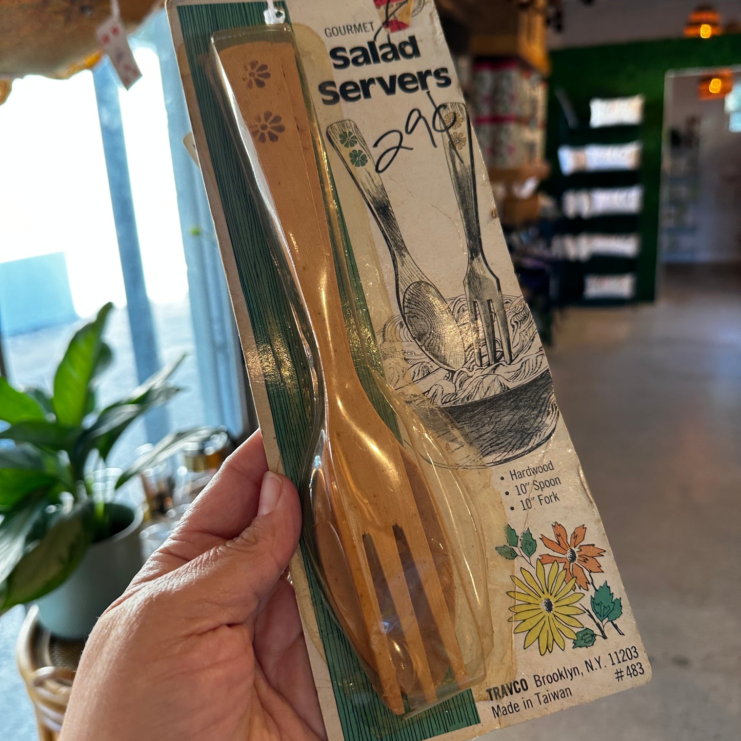 70’s Wood “Travco” Flower Power Salad Servers