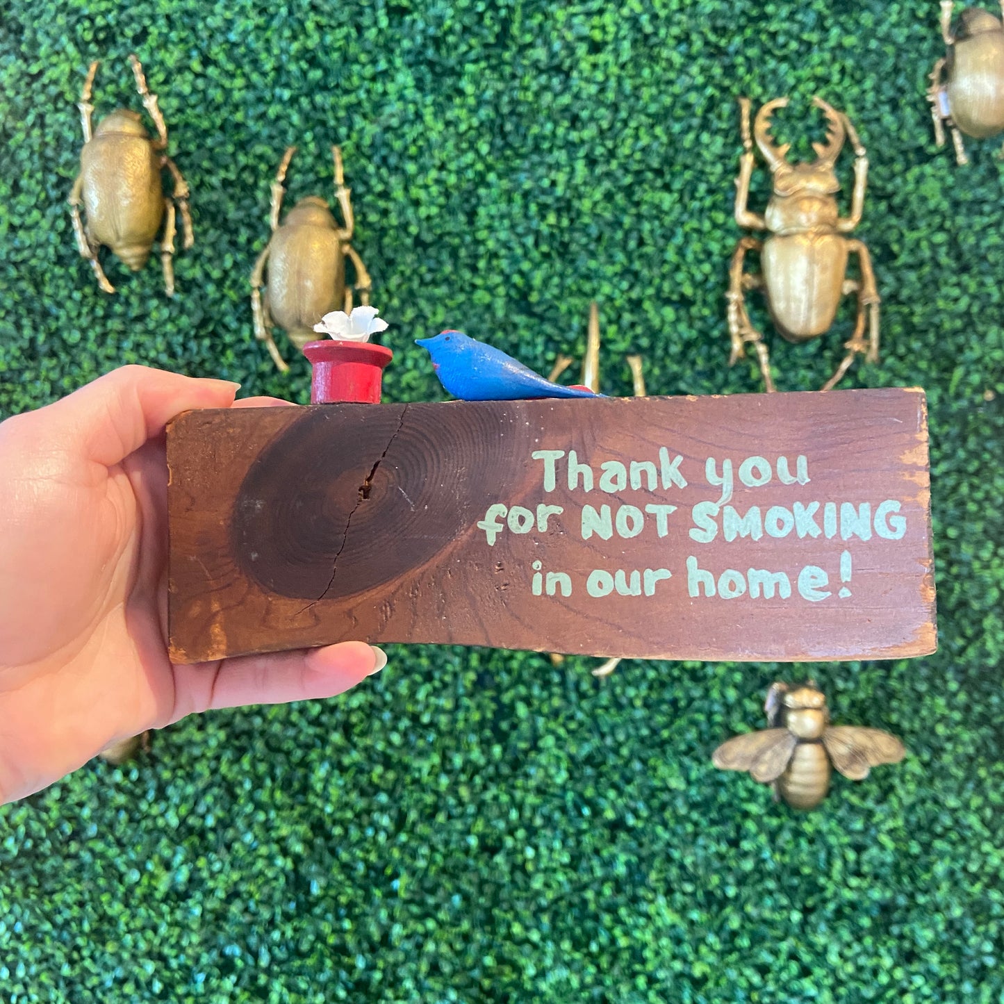 Vintage Wood “No Smoking” Wall Hanger