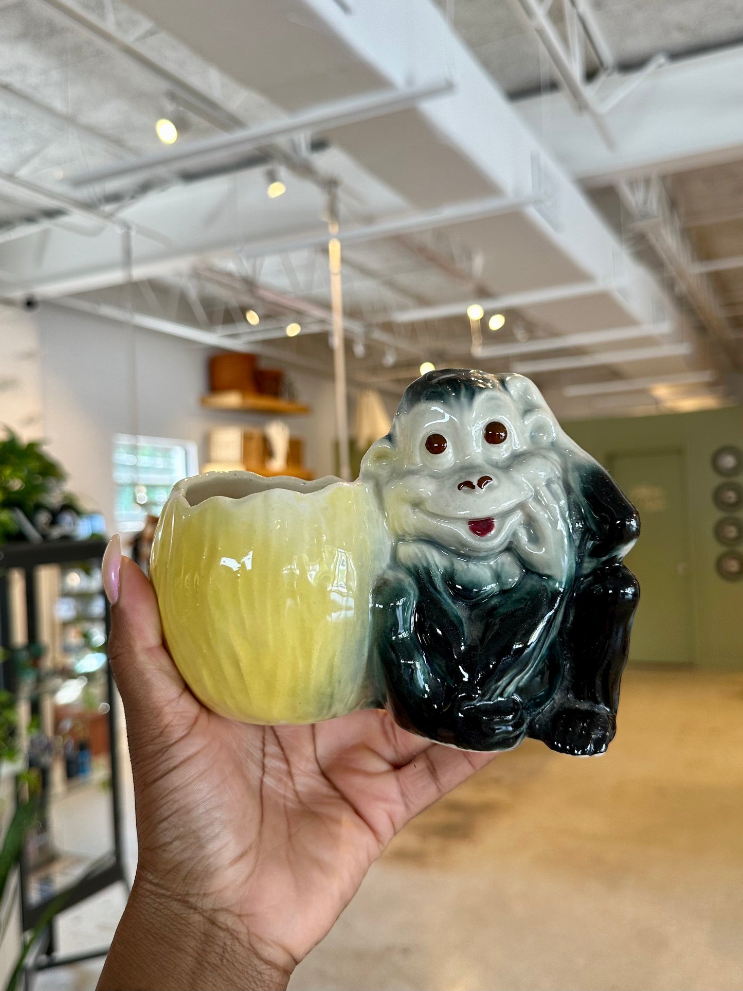 Ceramic Monkey Coconut Planter