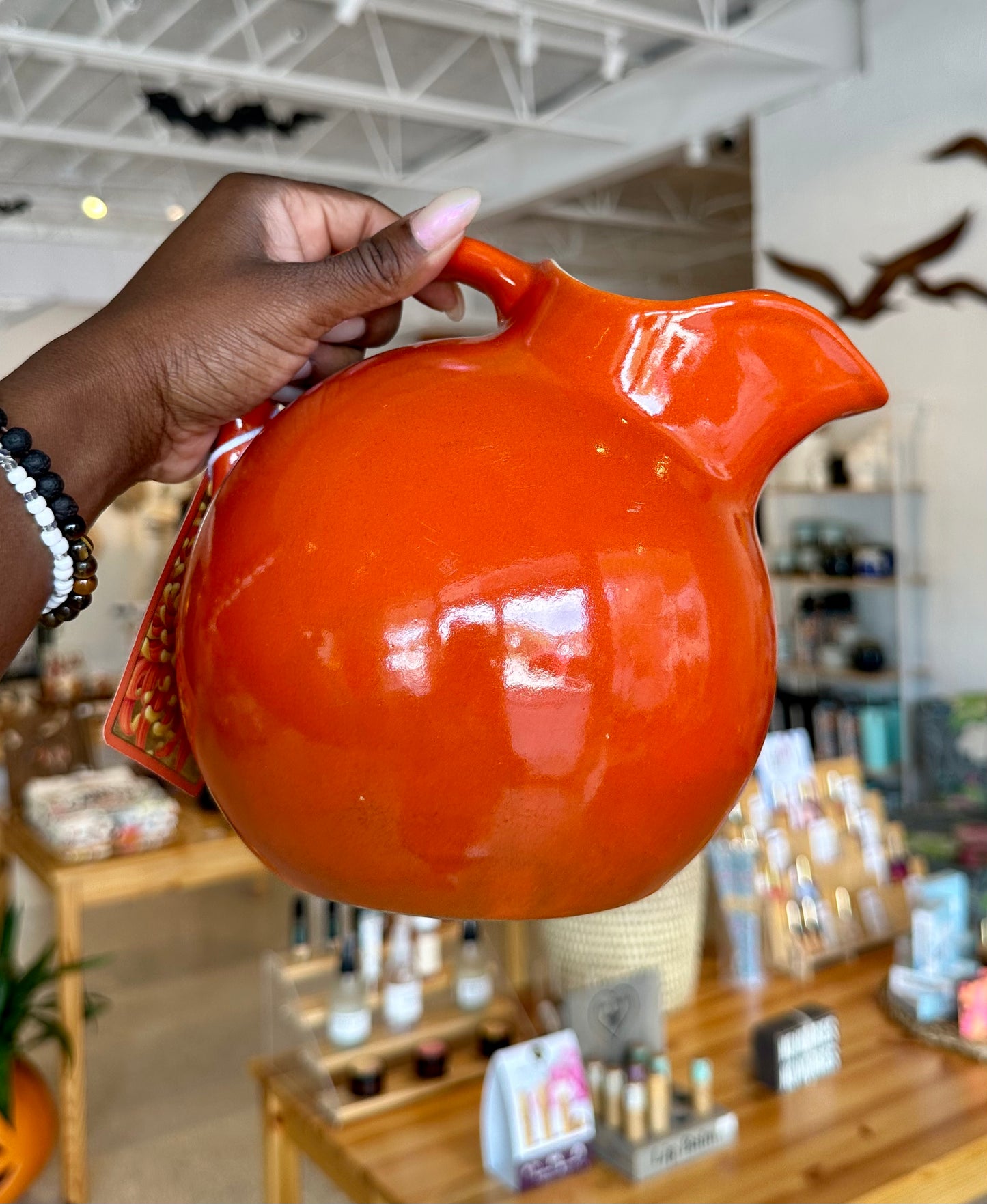 Burnt Orange Ceramic Ball Pitcher