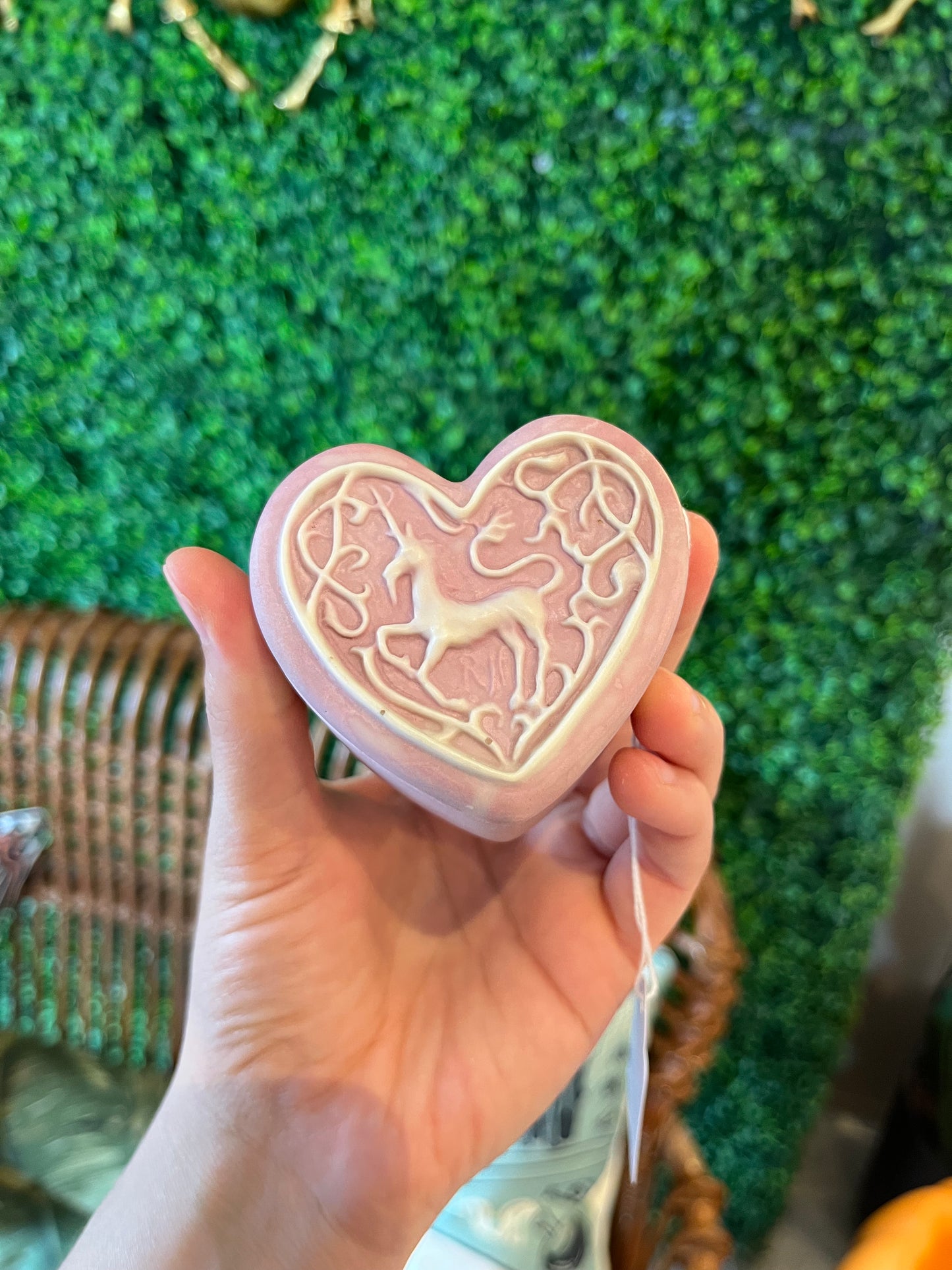 70s Pink Soapstone Unicorn Trinket Box