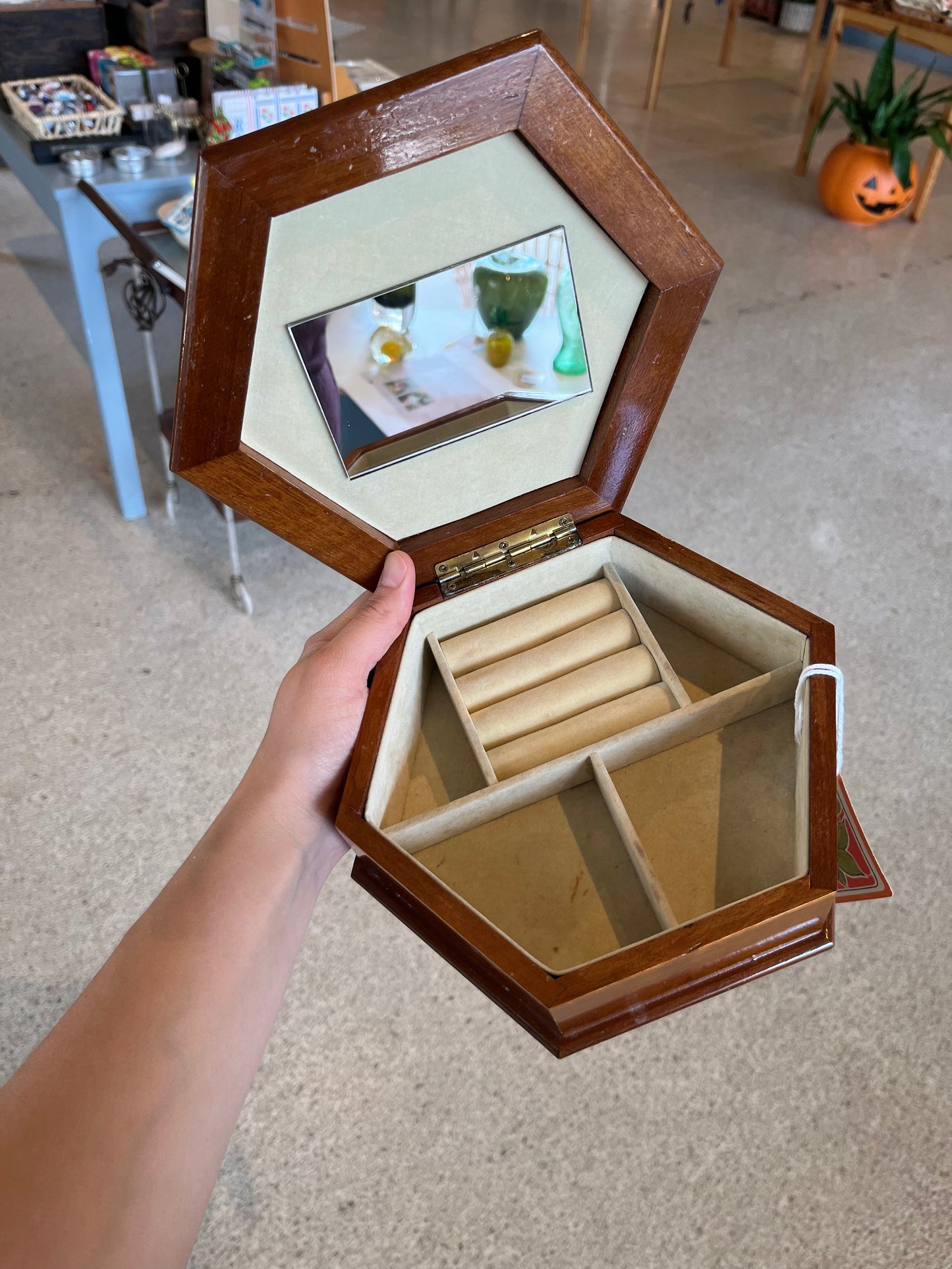 “ZK” Wooden Floral Jewelry Box