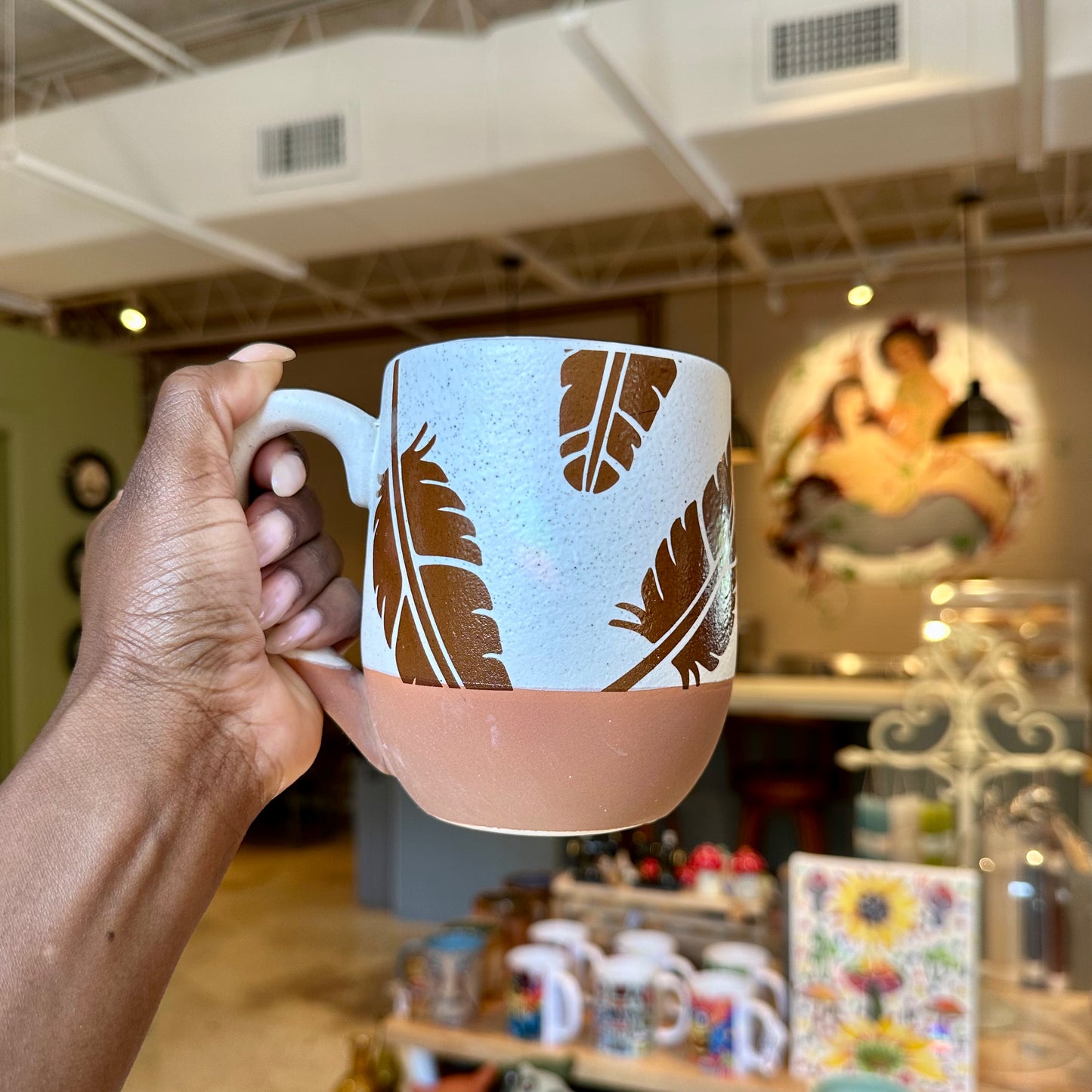 Stoneware Feather Mug