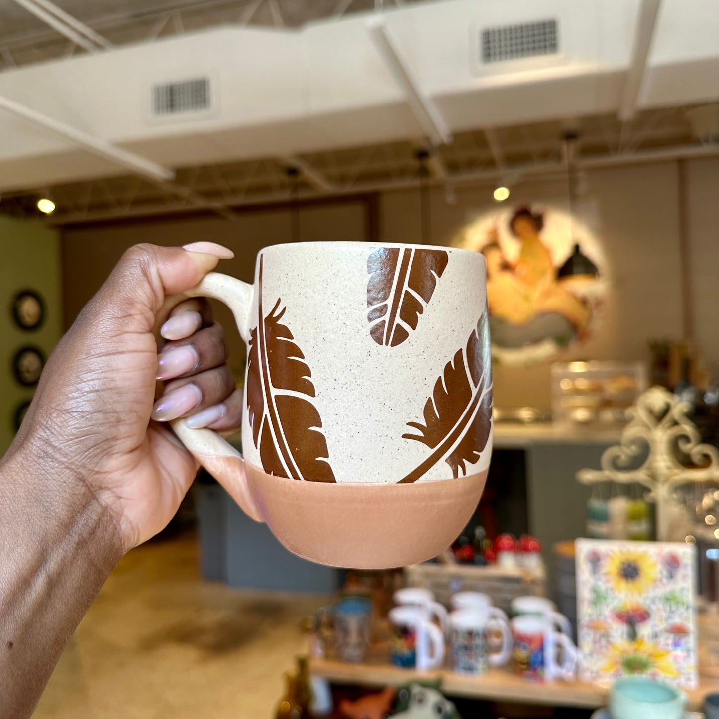 Stoneware Feather Mug