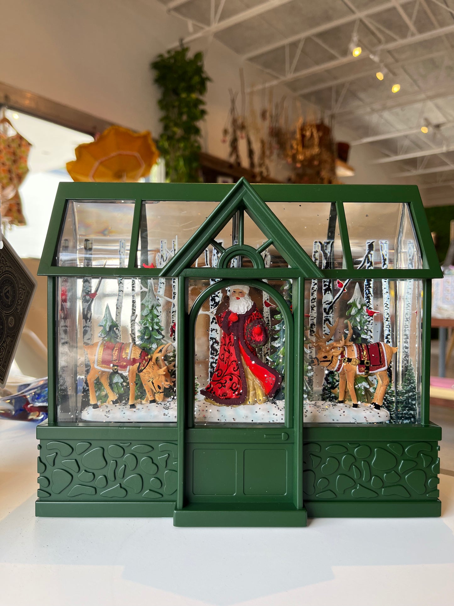 8” Lighted Swirl Greenhouse Santa