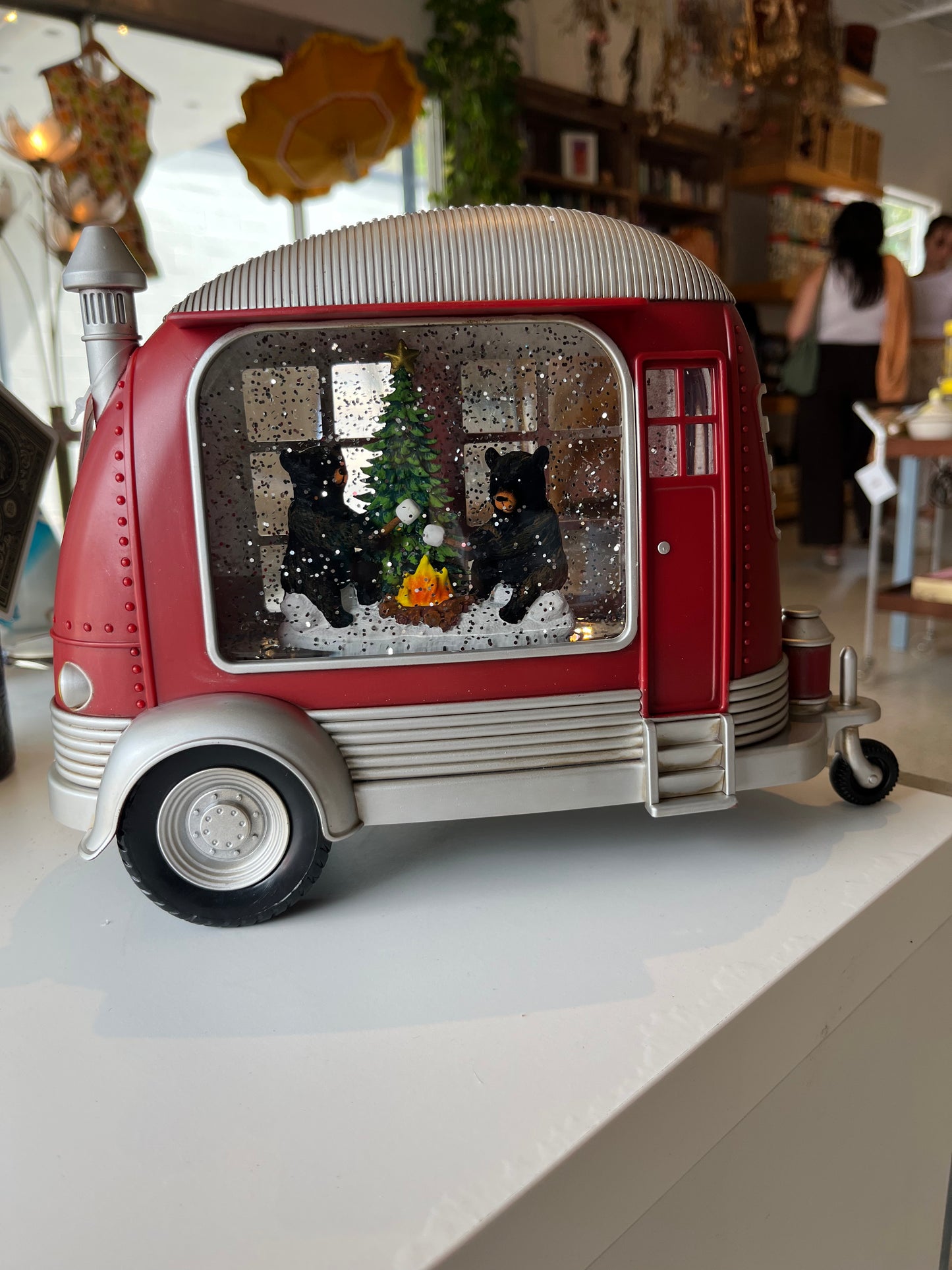8” Lighted Swirl Bear Camper by Fire