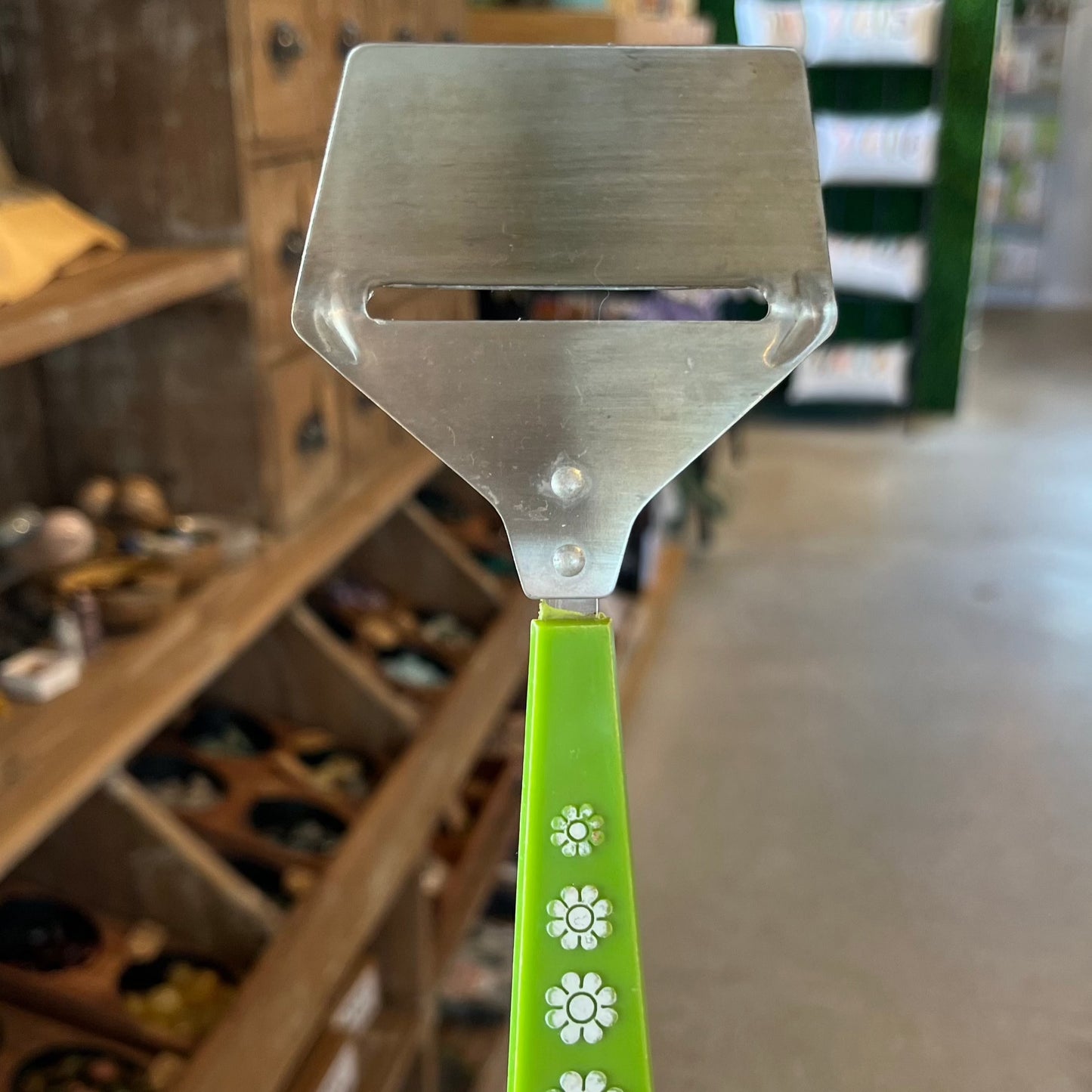 Vintage “Travco” Lime Flower Power Cheese Slicer