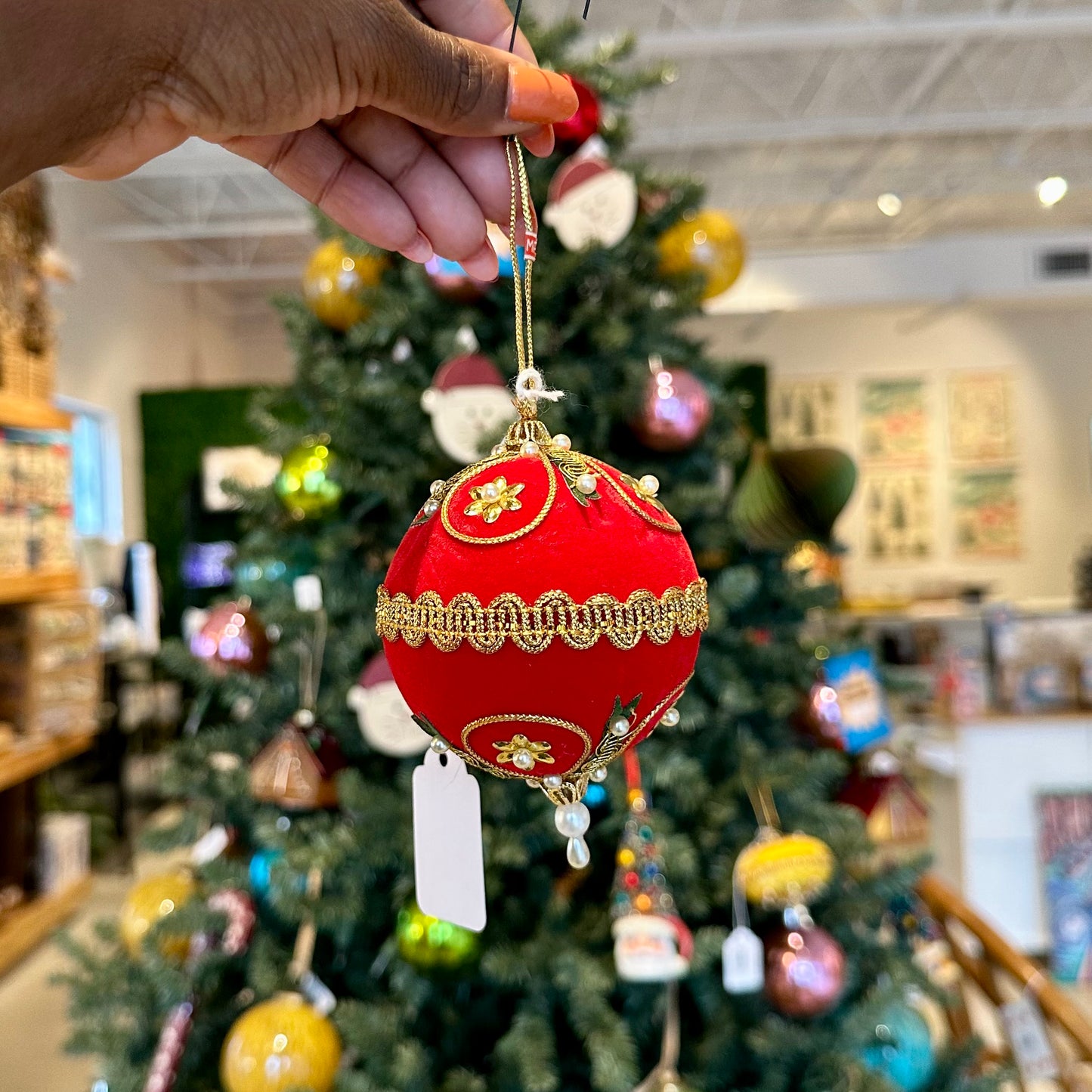 70s Handmade Flocked Christmas Ornament