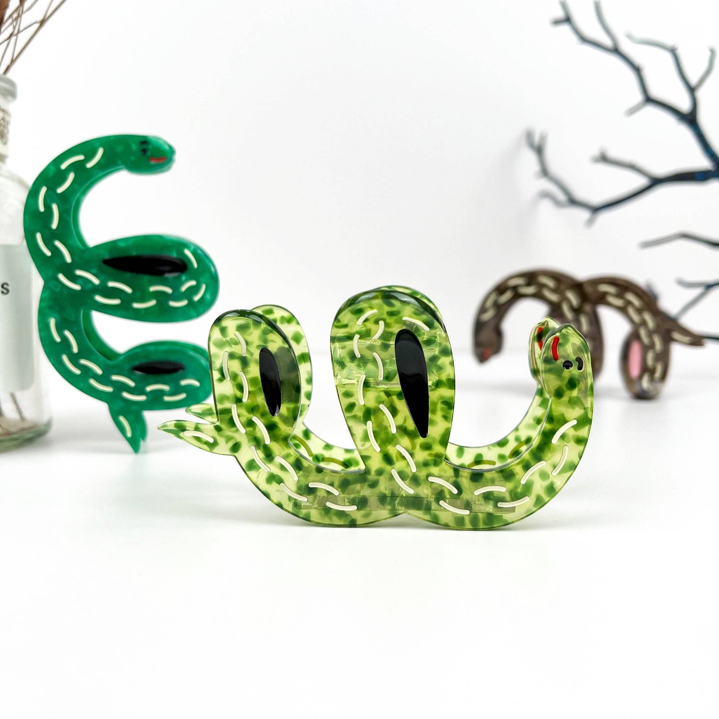 Water Ripple Dot Snake Animal Acetate Hair Claw Clip