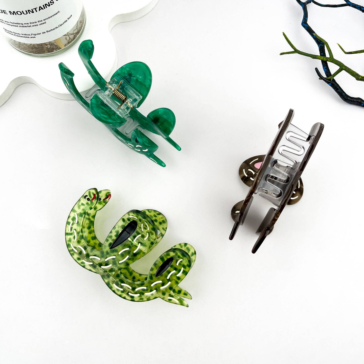 Water Ripple Dot Snake Animal Acetate Hair Claw Clip