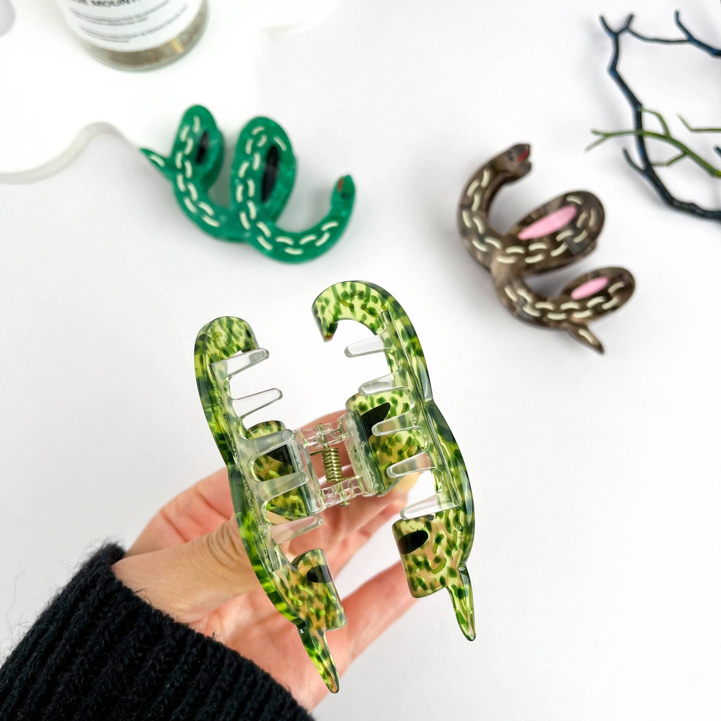 Water Ripple Dot Snake Animal Acetate Hair Claw Clip