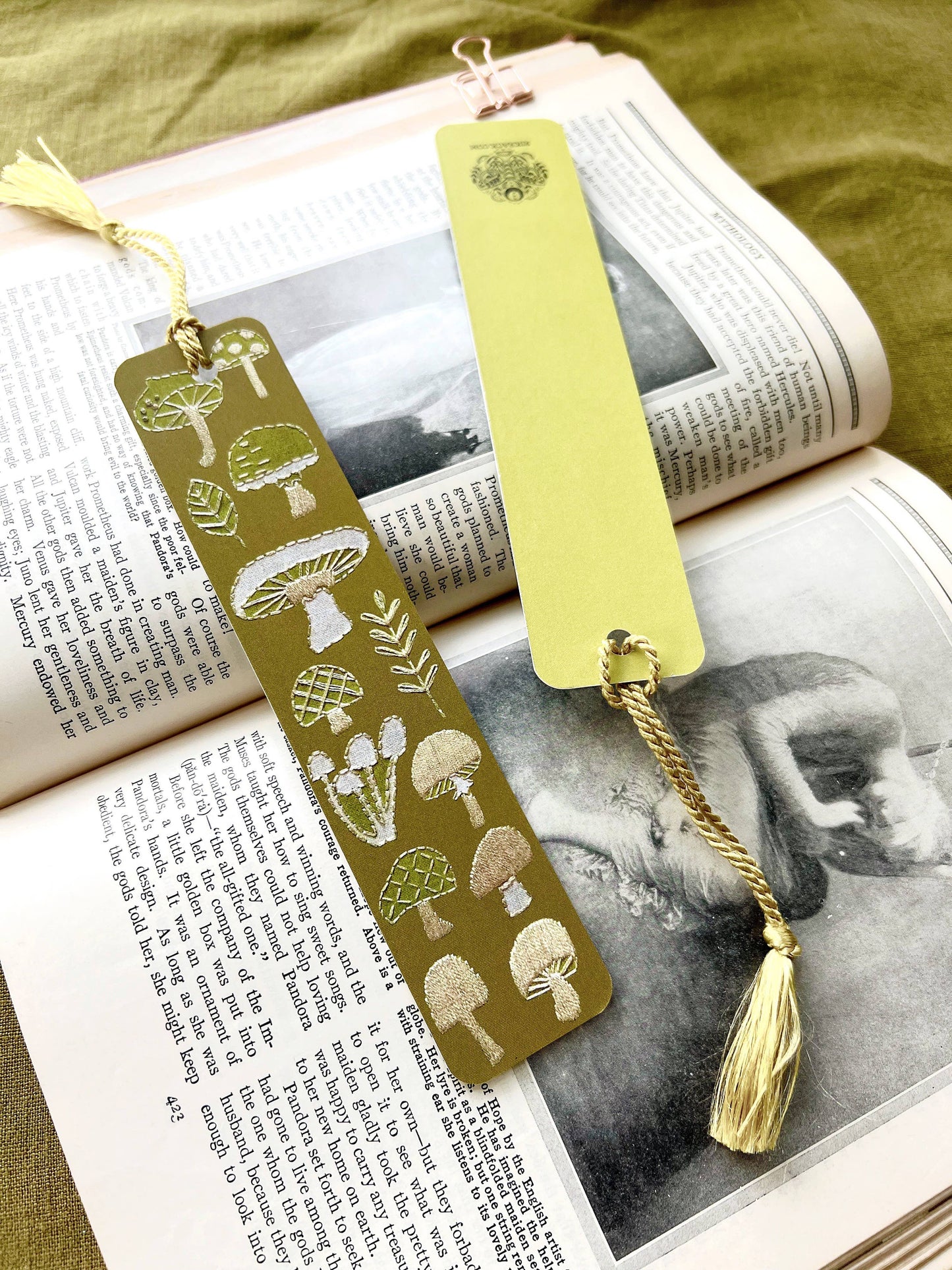 Mushrooms Embroidery Tassel Bookmark