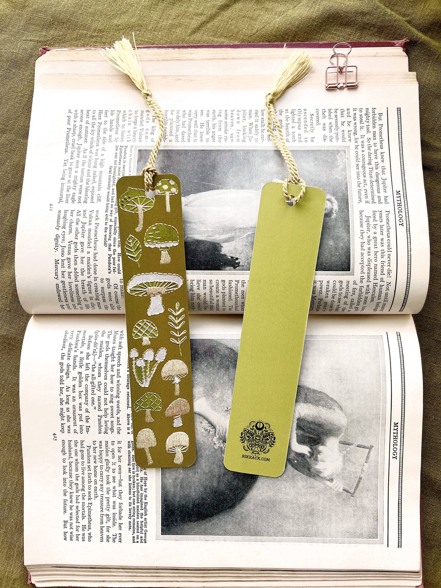Mushrooms Embroidery Tassel Bookmark