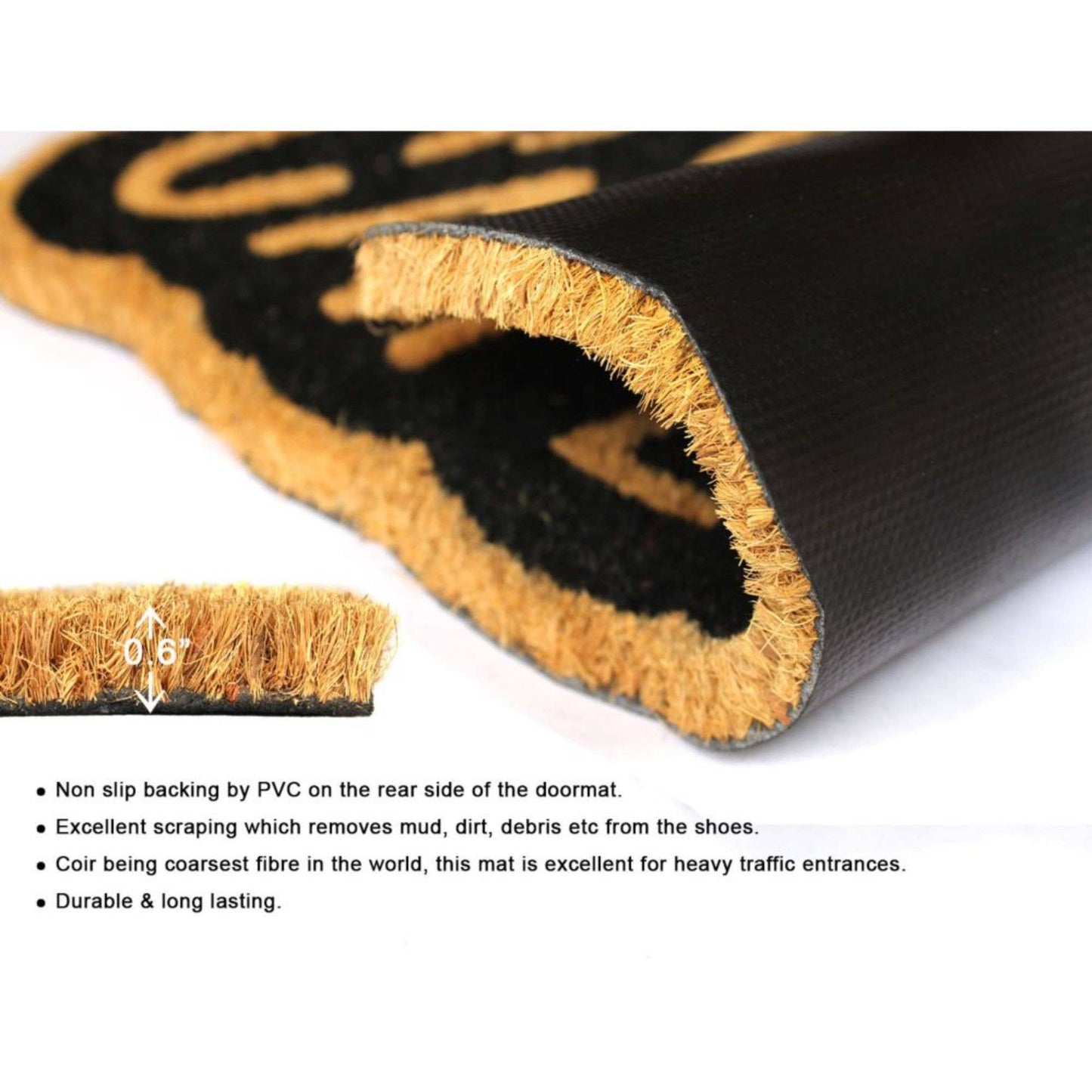 Black Cat Lover Coir Doormat, 16" x 24"