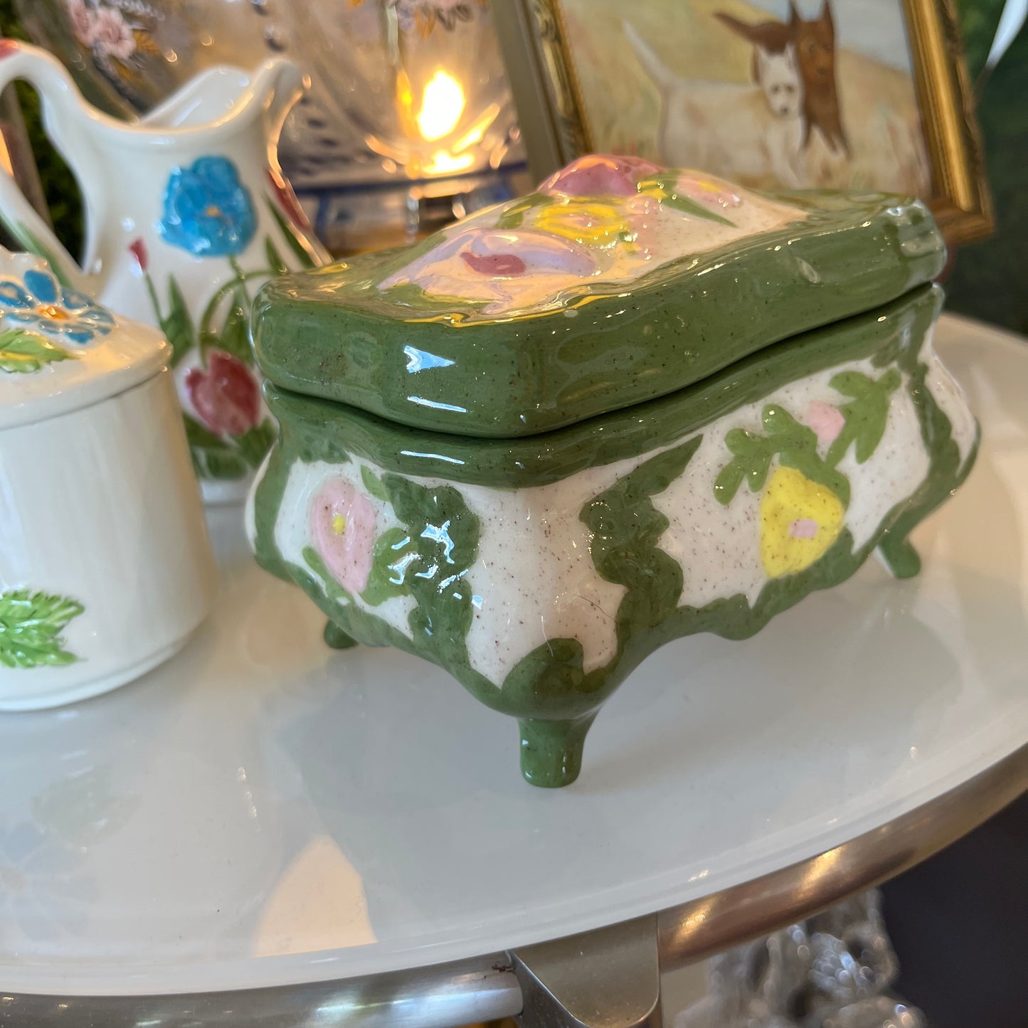 82’ Handmade Ceramic Floral Trinket Box