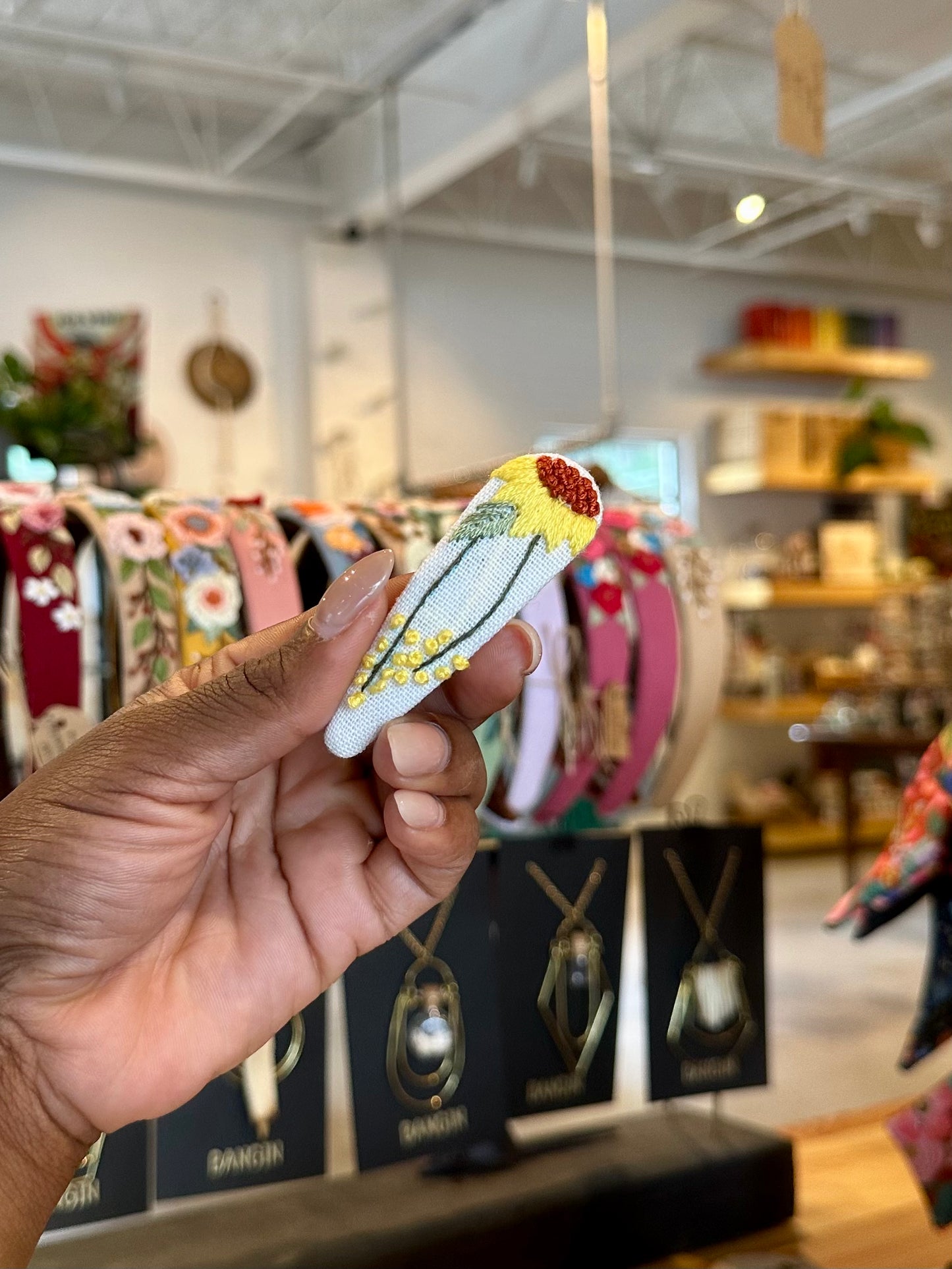 Handmade Floral Embroidered Barrettes