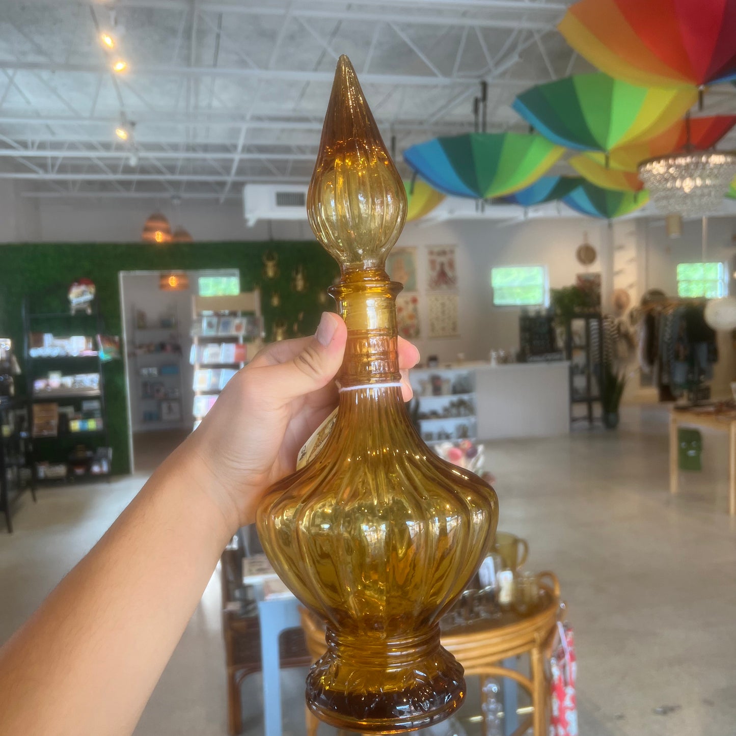 70s Amber Genie Bottle Decanter