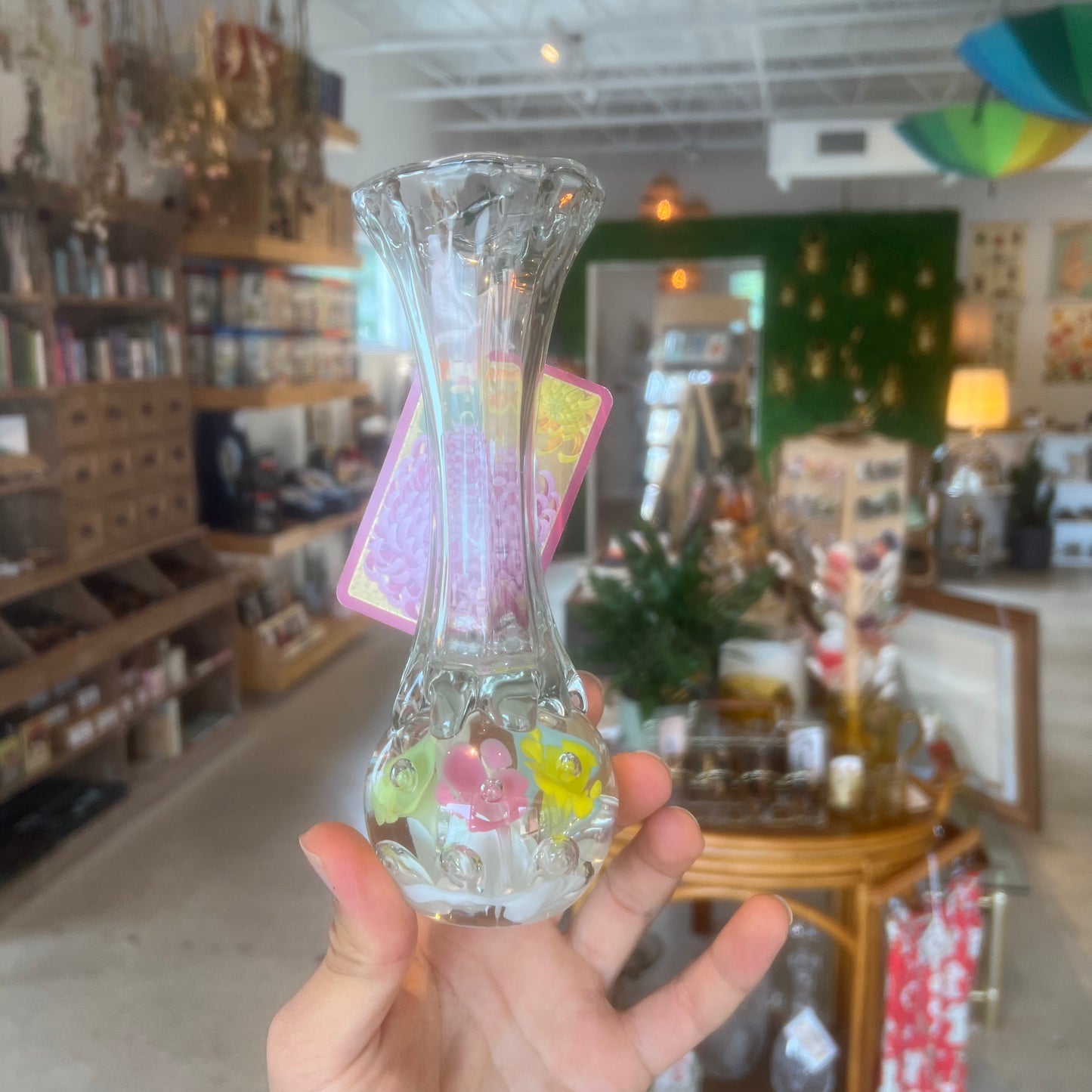 Blown glass millefiori bud vase