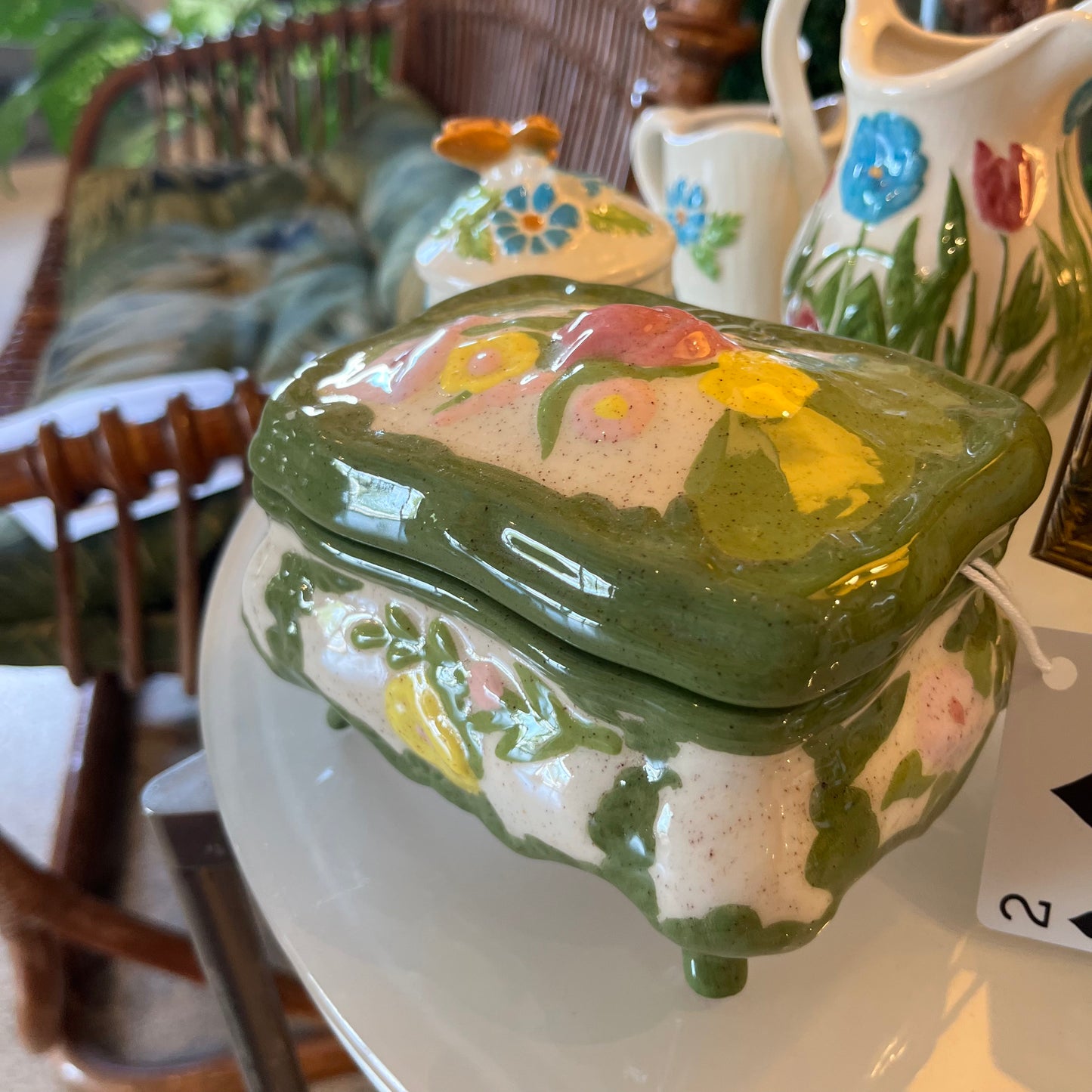 82’ Handmade Ceramic Floral Trinket Box