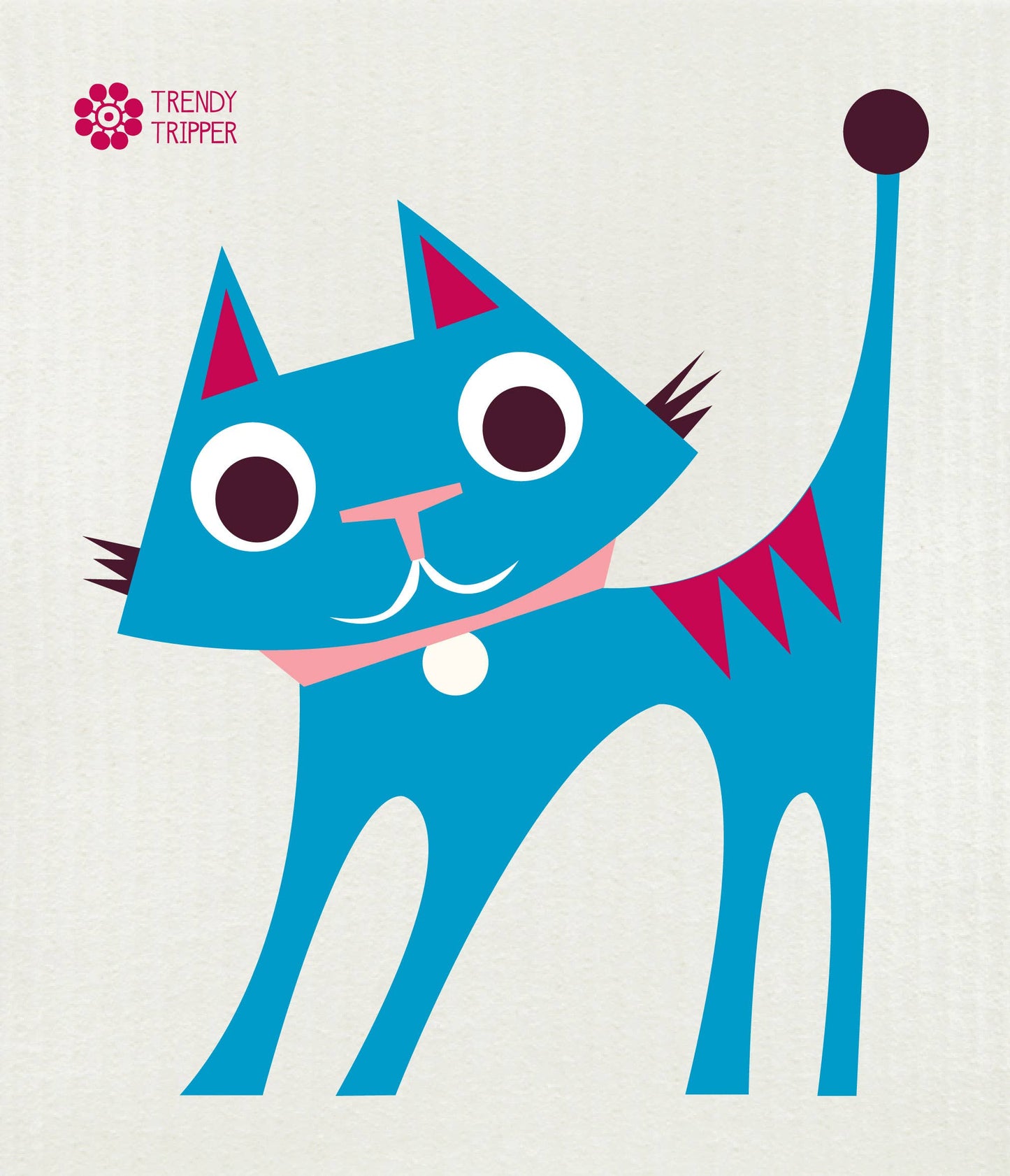 Swedish Dishcloth: Cat Modern Turquoise