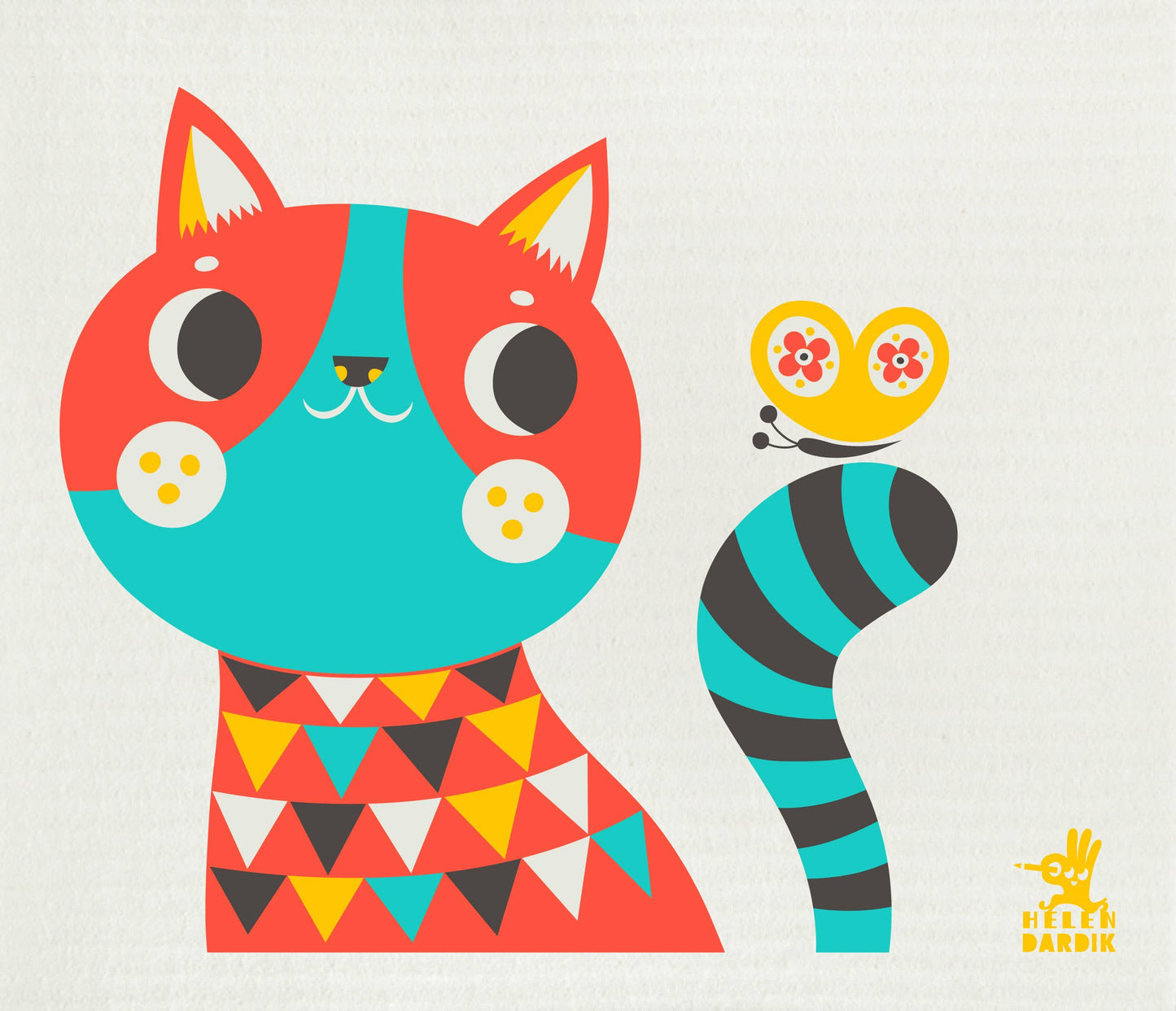 Swedish Dishcloth: Retro Cat