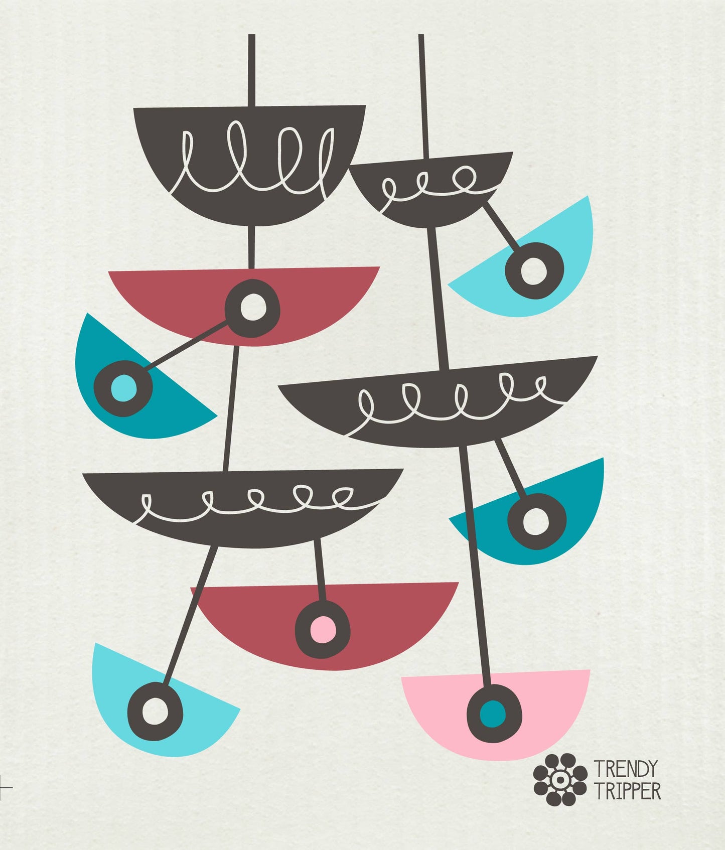 Swedish Dishcloth: MCM Slicer Black + Turquoise + Red