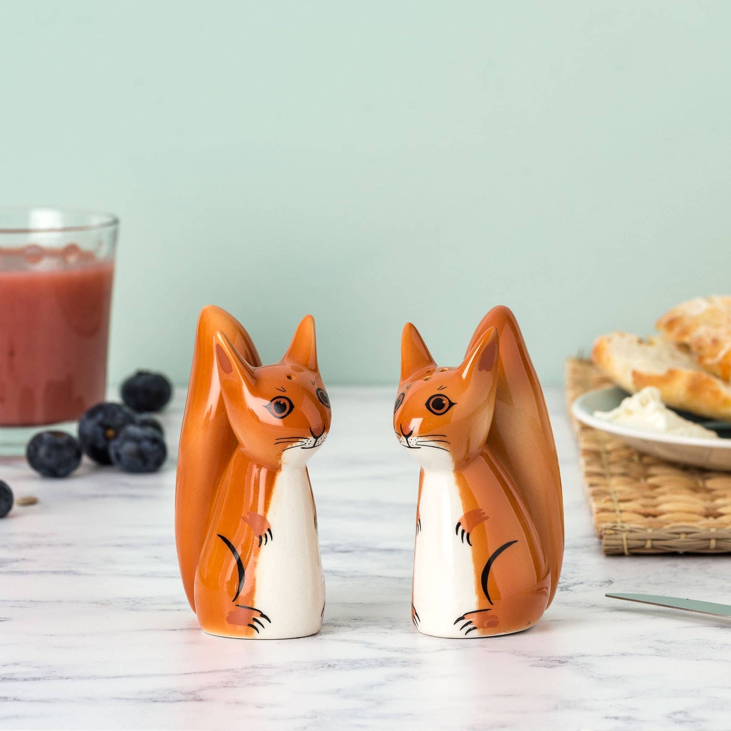 Handmade Ceramic Squirrel Salt and Pepper Shakers