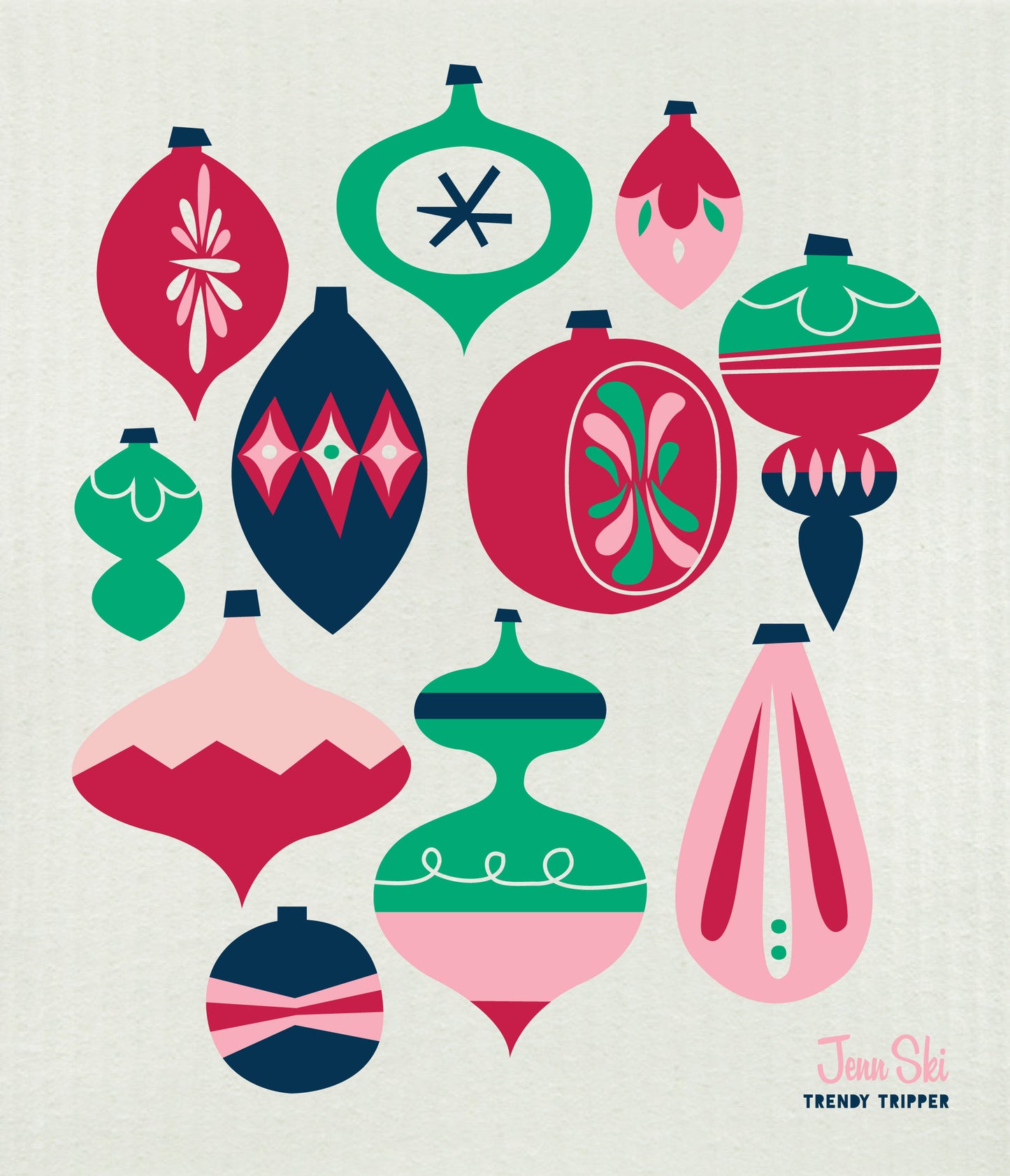 Swedish Dishcloth: Christmas Holiday Ornaments