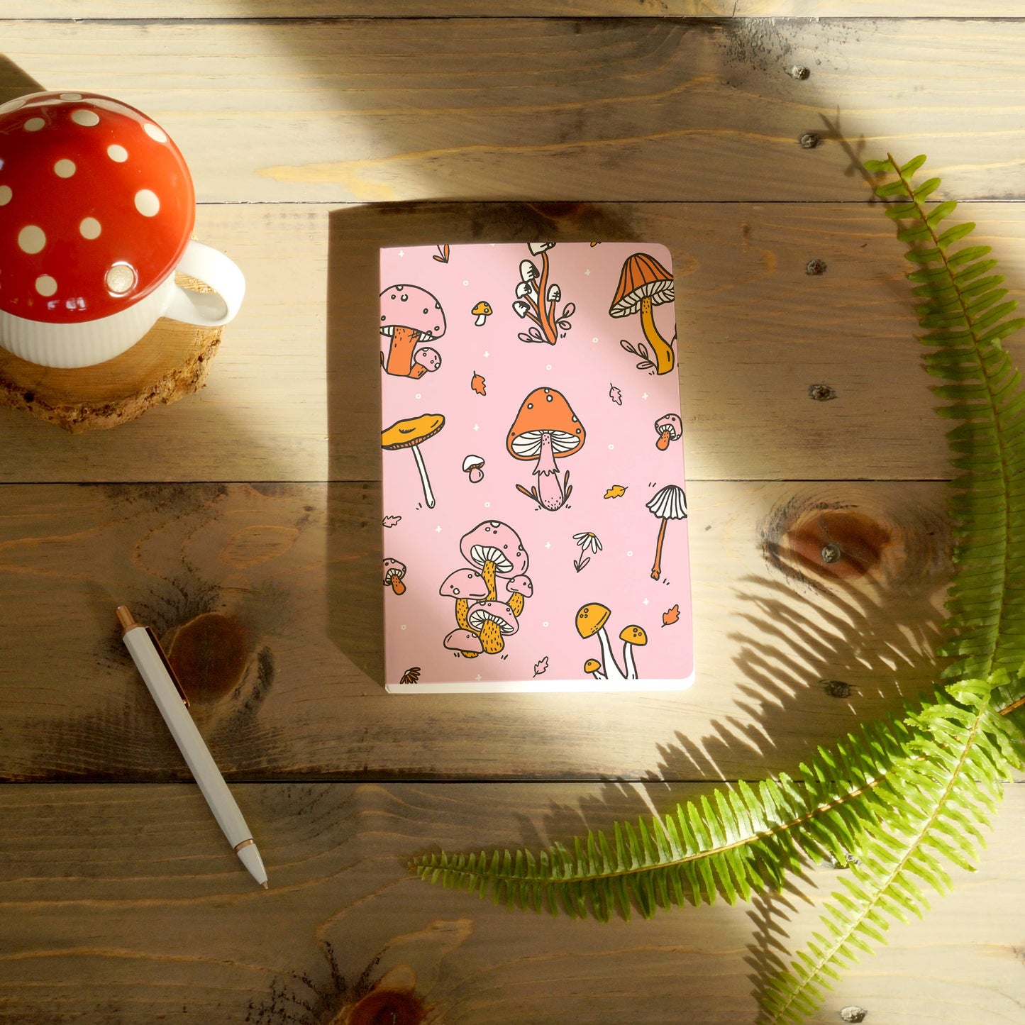 Pink Mushrooms Layflat Notebook