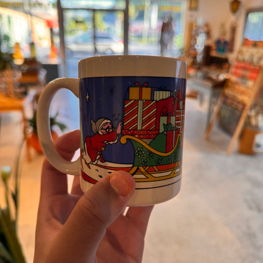 Santa Pulling Sleigh Vintage Mug