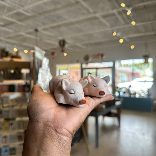(Pair) Ceramic Sleeping Pig S&P Shakers