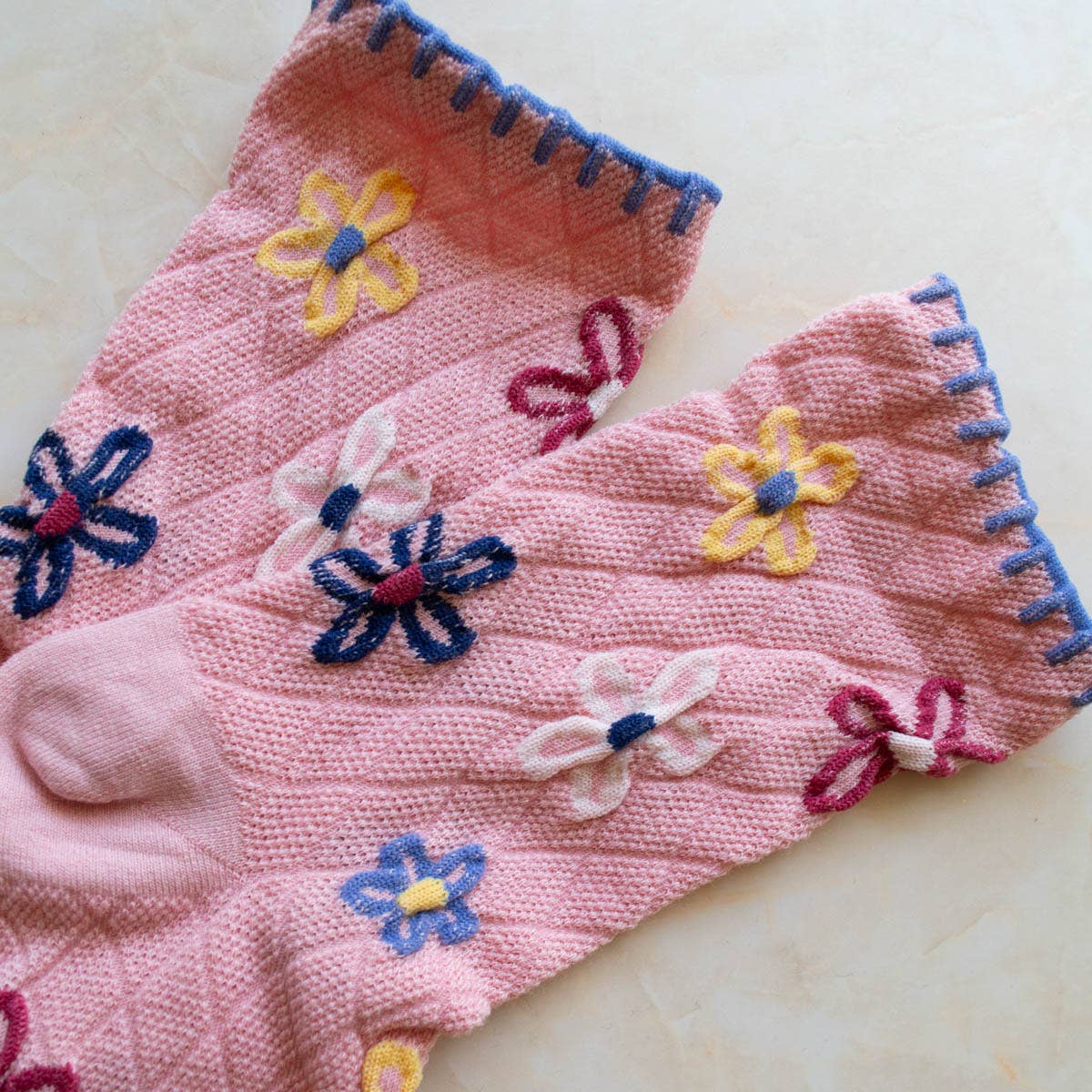 Vintage Floral Socks: Ivory