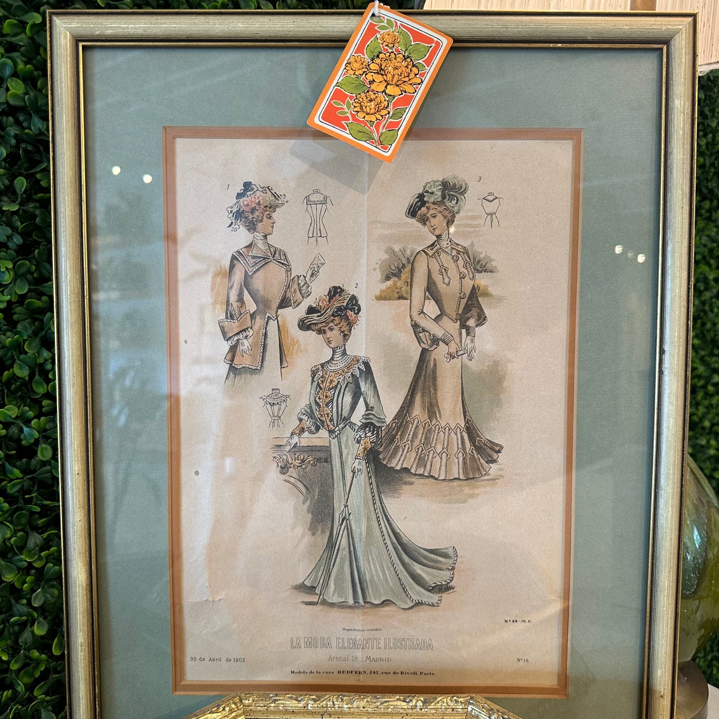 Antique Framed Fashion/Dress Print