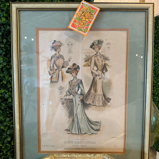 Antique Framed Fashion/Dress Print