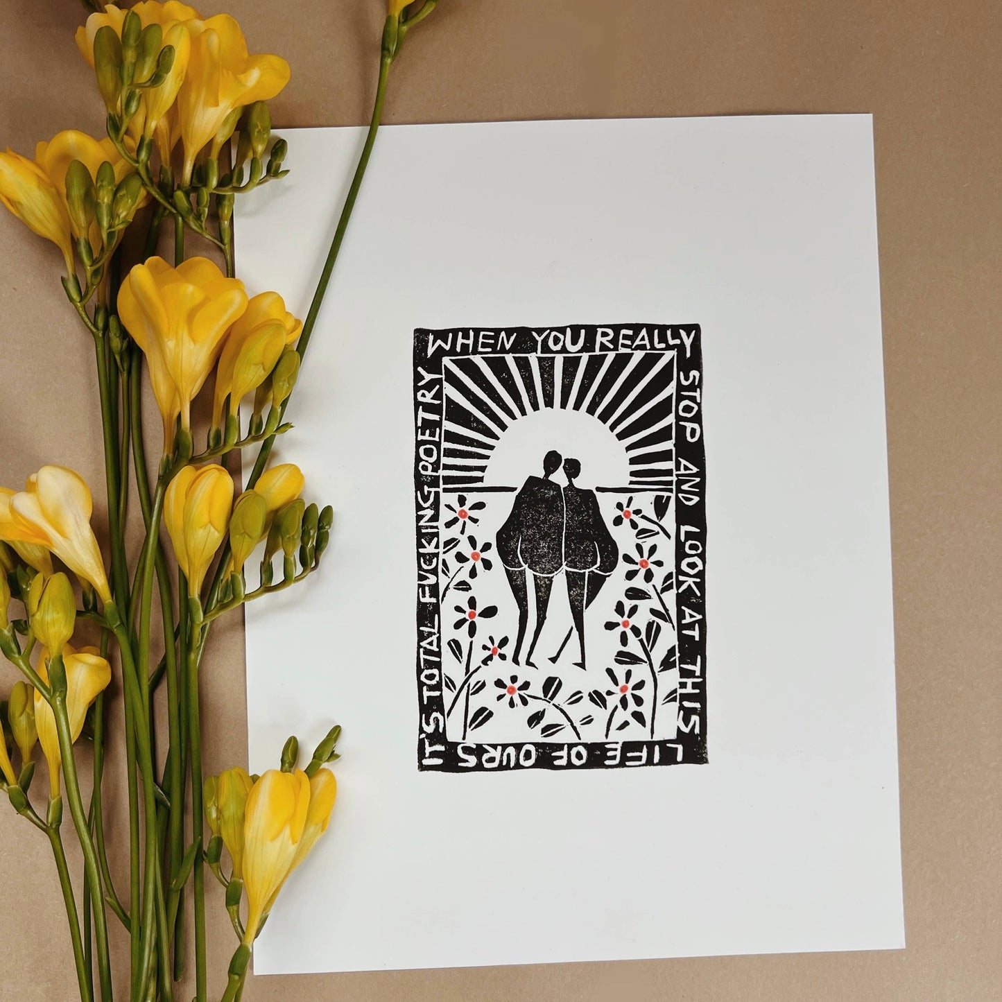 Total F*cking Poetry Hand-inked & Pressed Lino Art Print