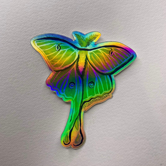 Holographic Luna Moth Sticker by Samm