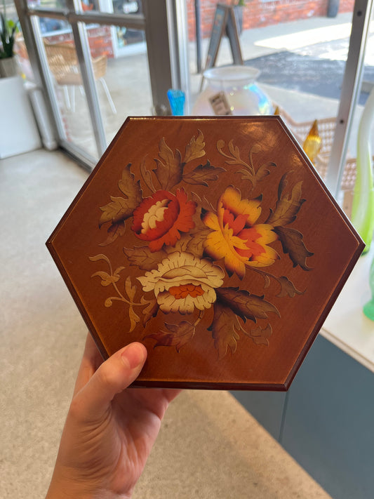 “ZK” Wooden Floral Jewelry Box