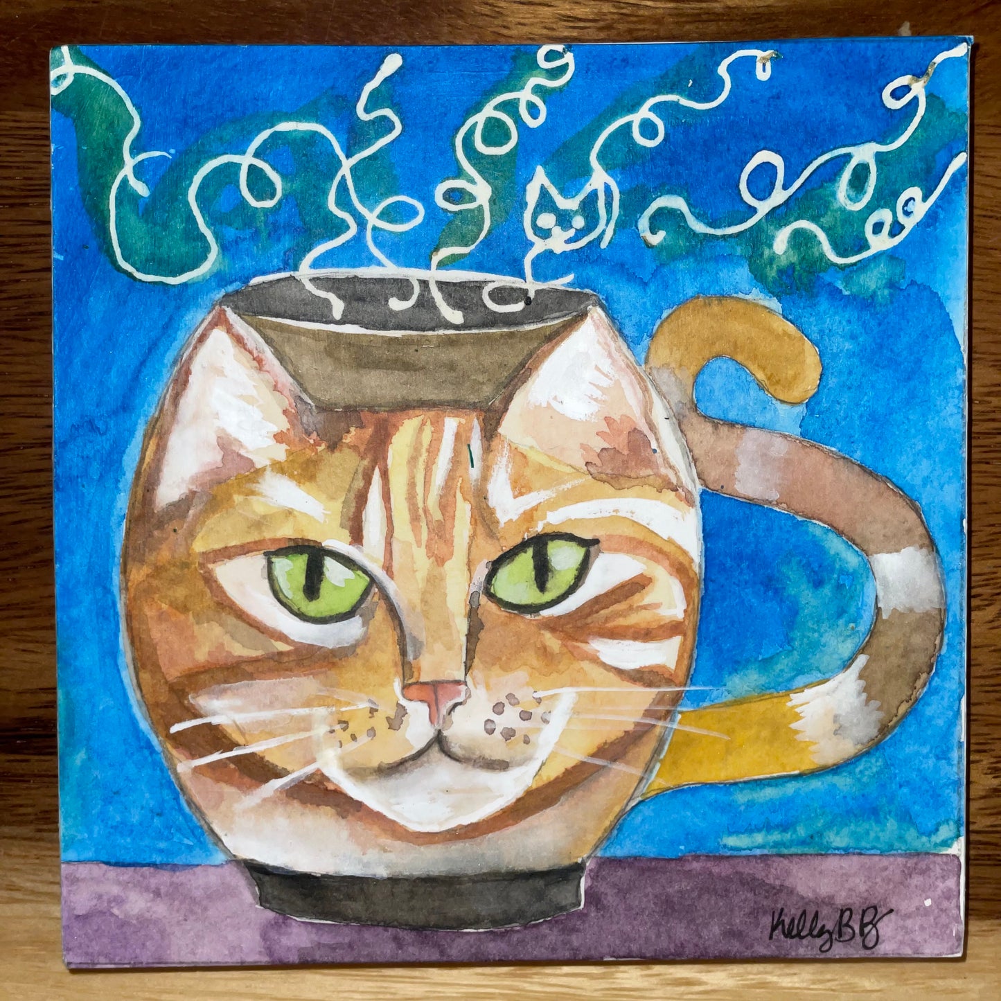 Cat Coffee Painting