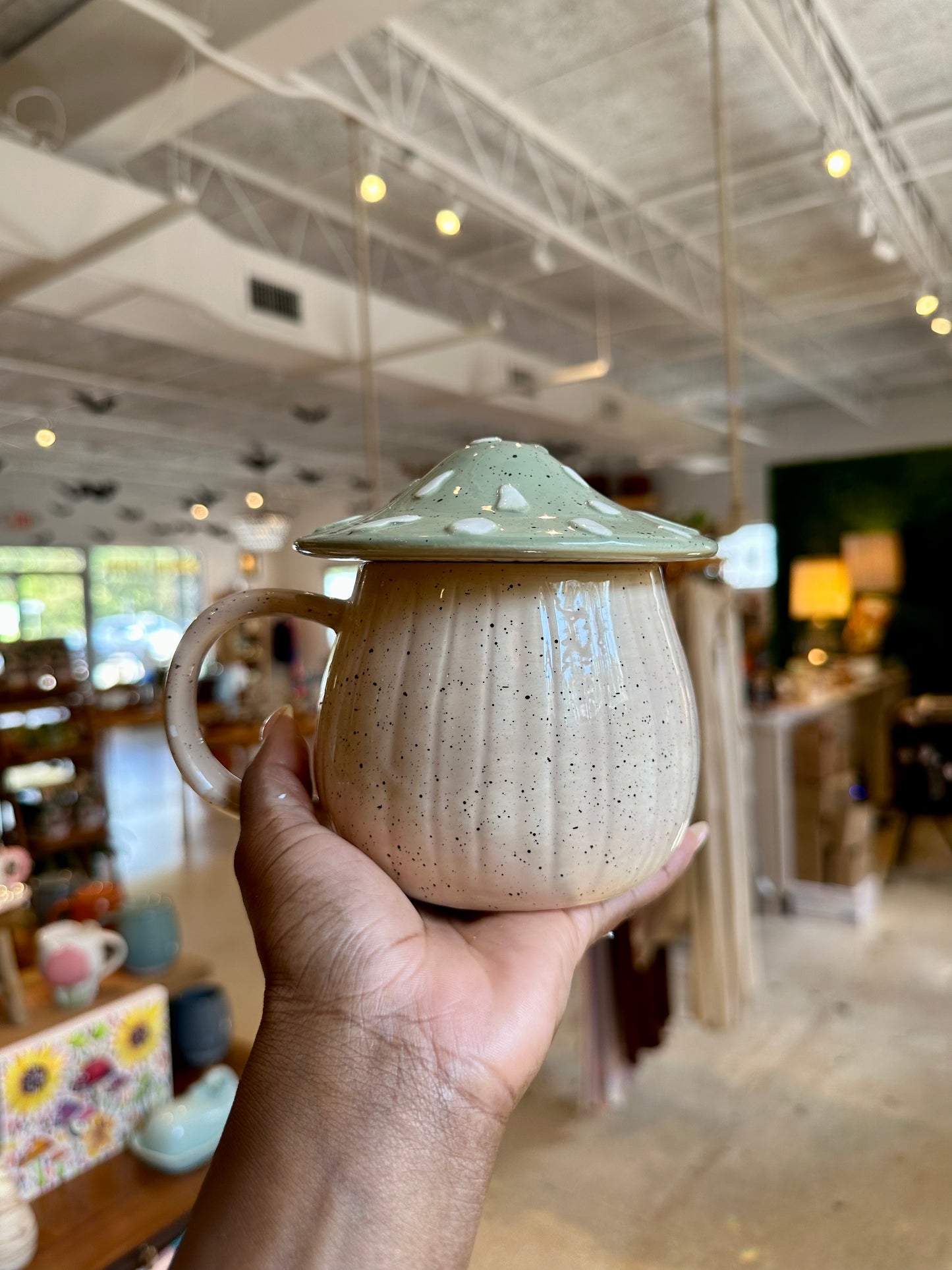 Ceramic Mushroom Mug with Lid
